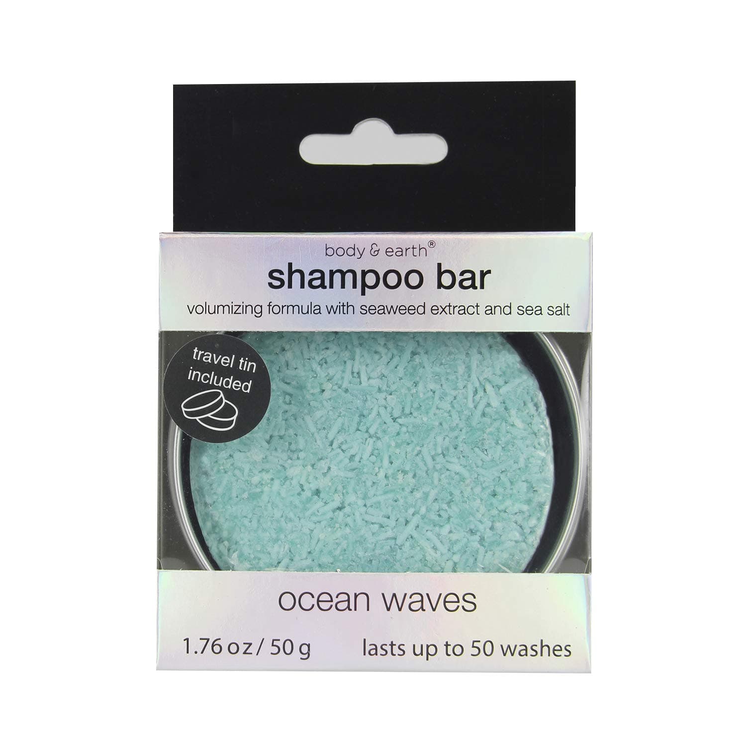 BODY & EARTH Solid Shampoo Bar, Hair Soap Conditioner with Travel Tin Containers - Enriched with Natural Essential Oils Benefit for Dry, Oily and Damaged Hair, Ocean Scent, 1.76 Oz
