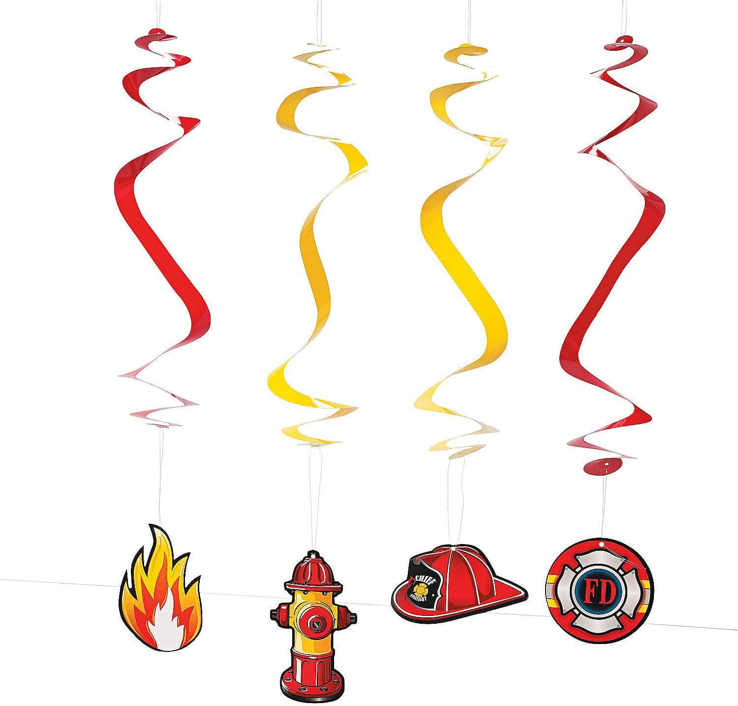 FIREHOUSE HEROS SWIRLS - Party Decor - 12 Pieces