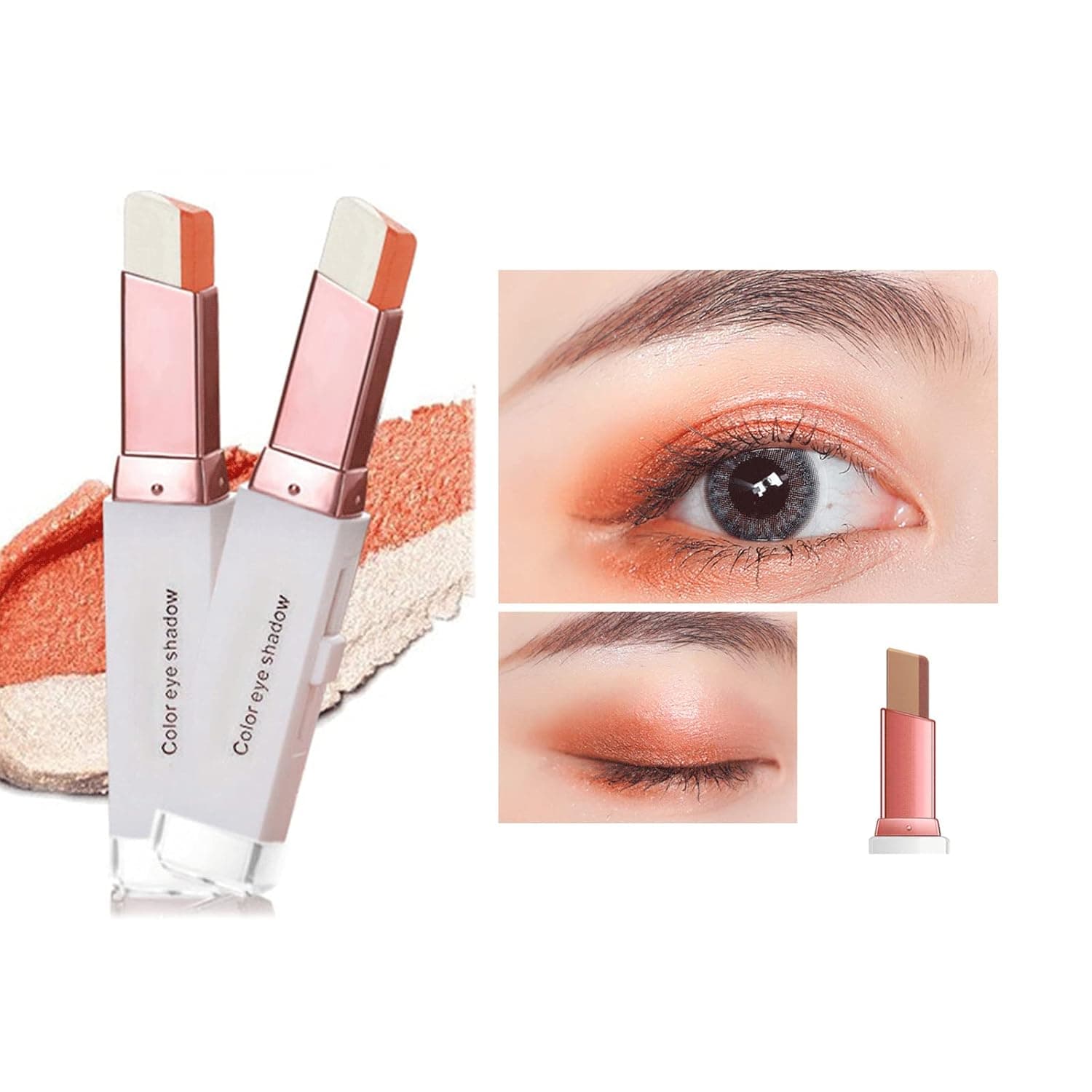 ROPALIA Eye Shadow Stick Double Colors Glitter Gradient Shimmer Eyeshadow Pen Eye Brightener Stick 2 Tone Makeup Korean