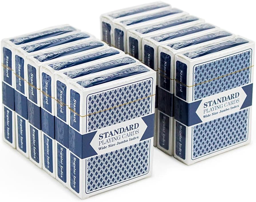 Brybelly 12 Blue Decks, Wide Size, Jumbo-Index, Plastic-Coated Playing Cards