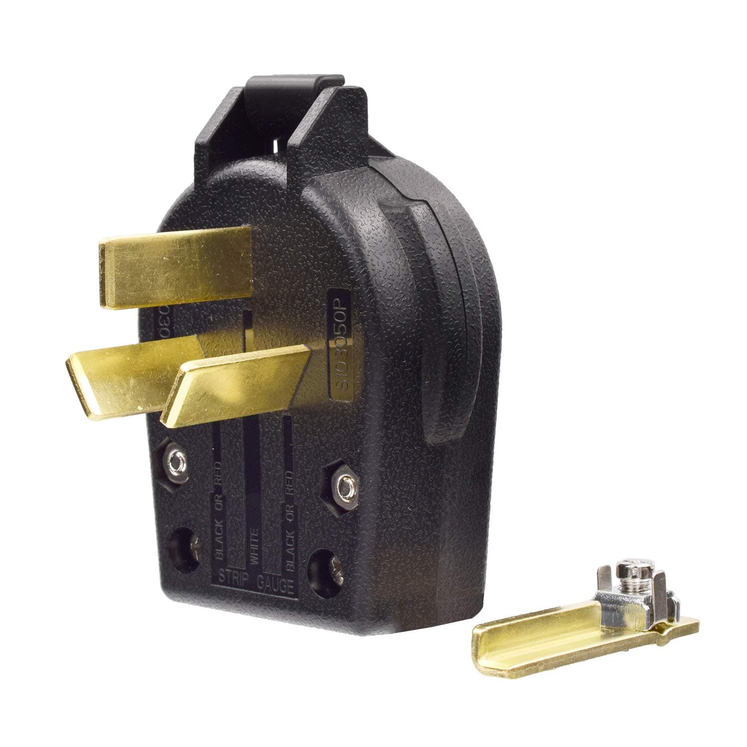 NEMA 10-30P & NEMA 10-50P, 30 & 50 Amp, 125 & 250 Volt, 3-Pole, 3-Wire, 3-Prong Interchangeable Straight Blade Angle Plug for Dryers & Ranges Replacement, UL Listed, 030746