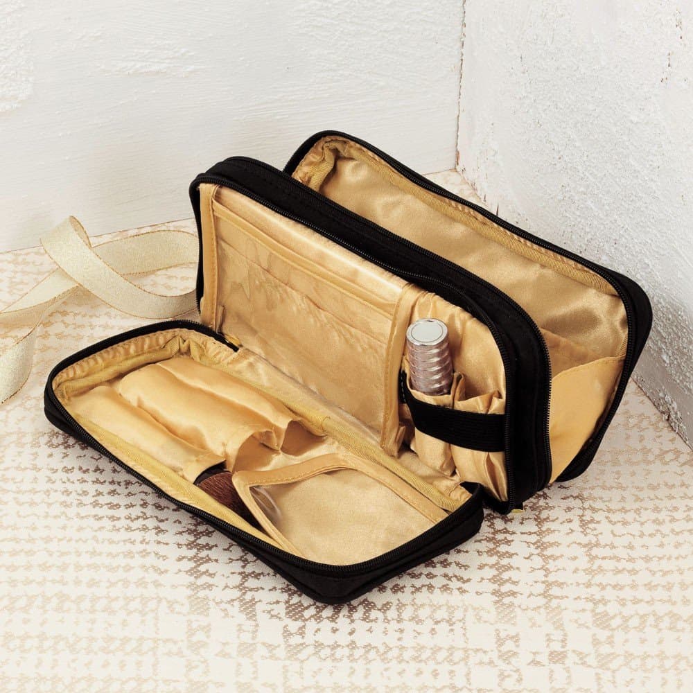 Aura Serum Gold Multi Pouch Cosmetic Bag Black and Gold