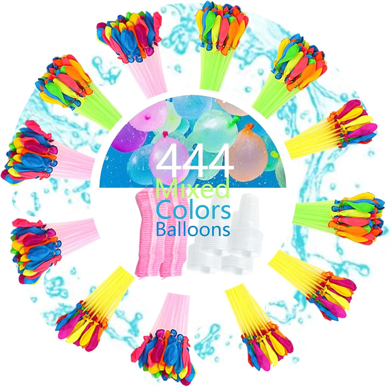 Multi-Colored Rapid-Fill Water Balloons JRChuang Quick Fill Multi-Colored Outdoor Summer Funs Easy Fill Biodegradable Water Balloons Beach Party Game Summer Party Game for Kids Family