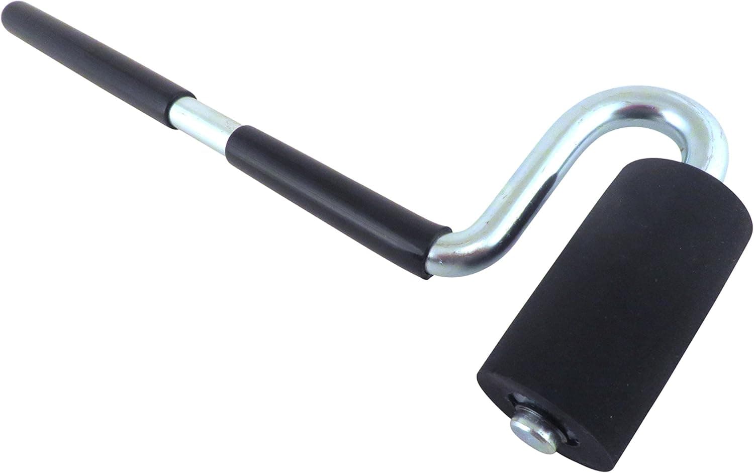 Laminate Veneer J Roller 12” Long Straight Steel Handle, 1.5” Diameter x 3” Long Hard Rubber Roller LR
