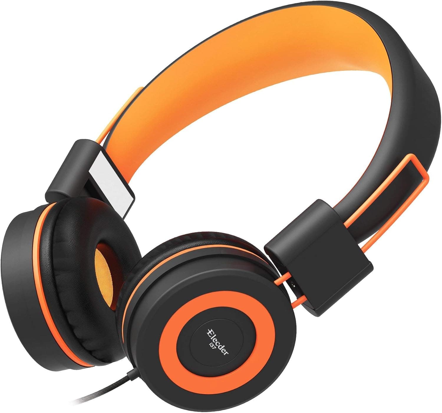 Elecder i37 Kids Headphones Children Girls Boys Teens Foldable Adjustable On Ear Headphones 3.5mm Jack Compatible iPad Cellphones Computer MP3/4 Kindle Airplane School Tablet Orange/Black (Renewed)
