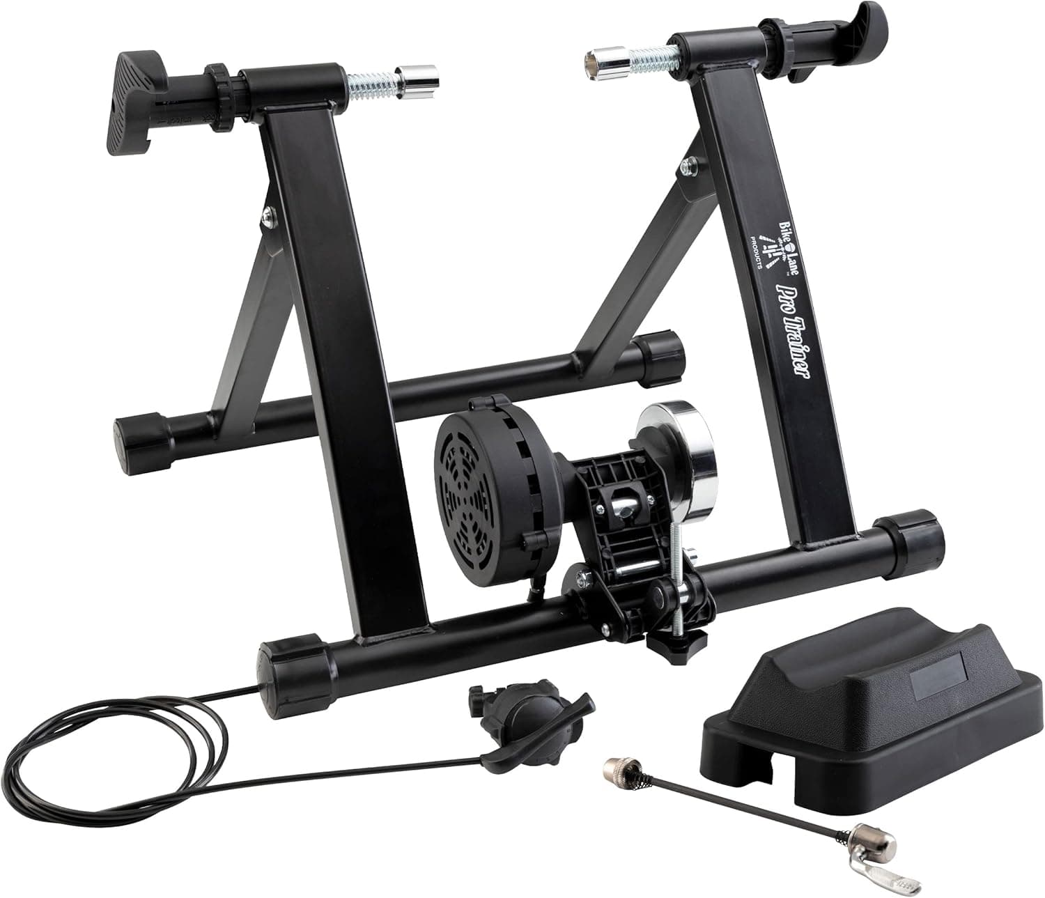 Exercise Bike Trainer - Indoor Bicycle Training Stand With Quiet 5-Level Magnetic Resistance and Front Wheel Riser Block By Bike Lane