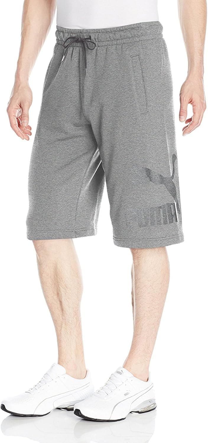 Puma Men's Archive Logo Sweat Bermuda, Medium Gray Heather, Small