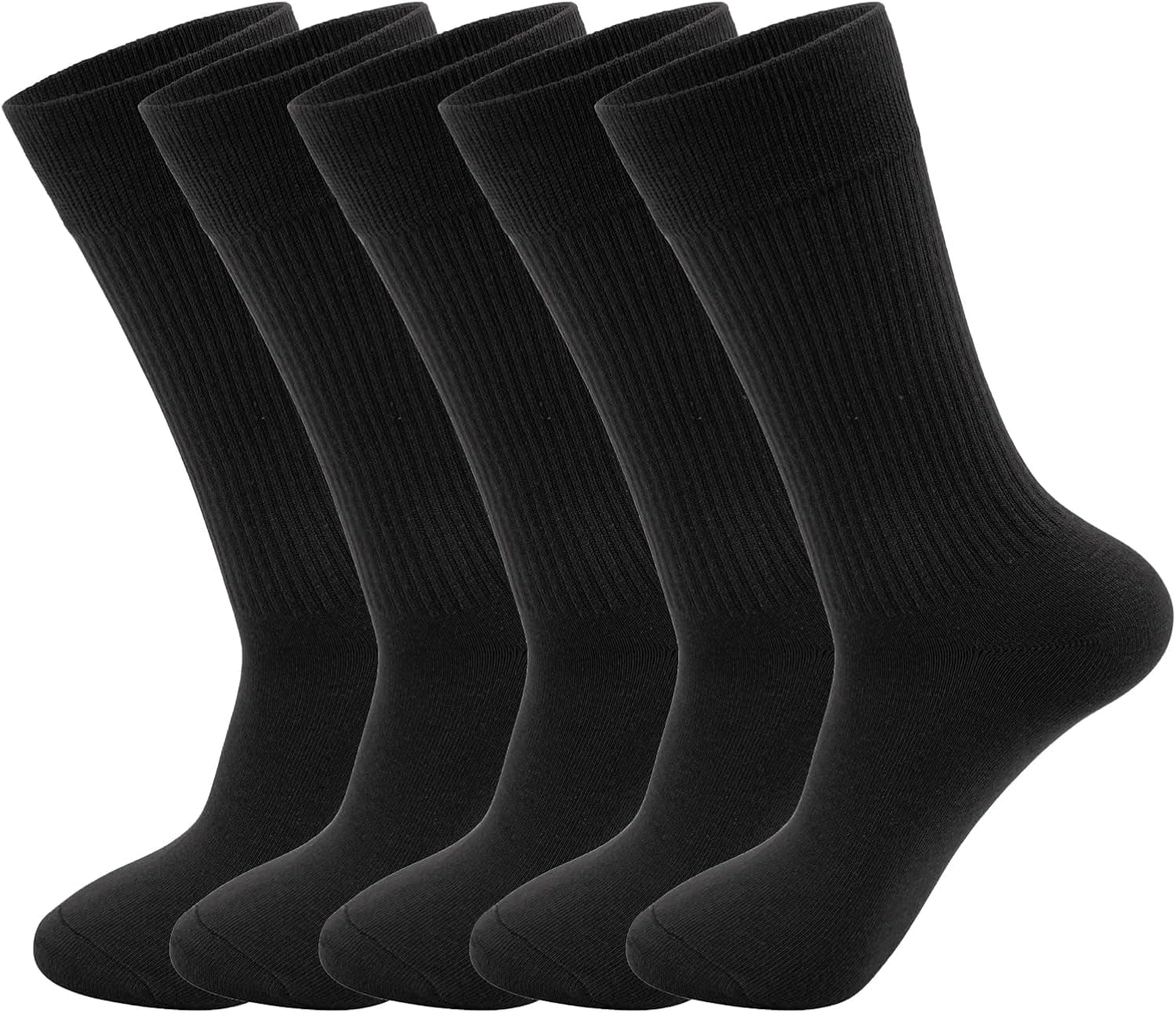 Lacholin 5 Pair Bright Solid Color Crew Socks 6-11 for Men, Comfort & Breathable, Mens Cotton Dress Socks