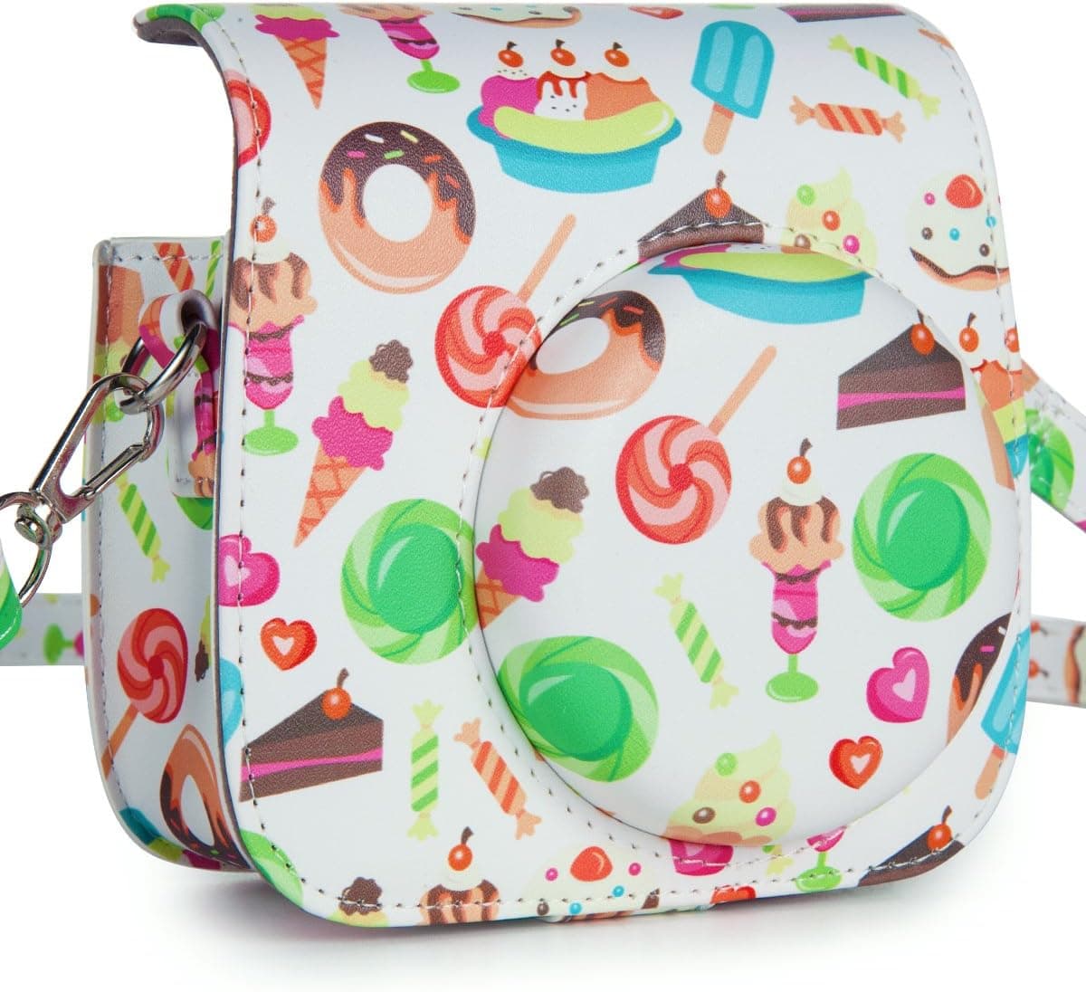 CAIUL Compatible Mini 9 Groovy Camera Case Bag for Fujifilm Instax Mini 8 8+ 9 Camera - Donuts & Ice Cream