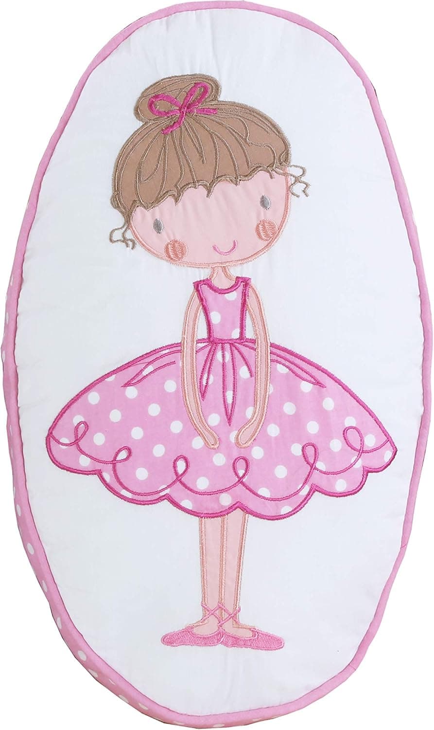 Cozy Line Home Fashions Dancing Girl Throw Pillow, Pink White Embroidered Print Decorative Pillow (1 Girl, Decor Pillow - 1 pc)