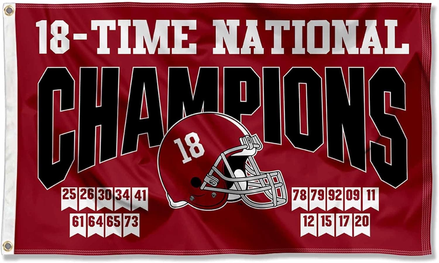 Alabama Crimson Tide 2020 18 Time College Football Champions Banner Flag