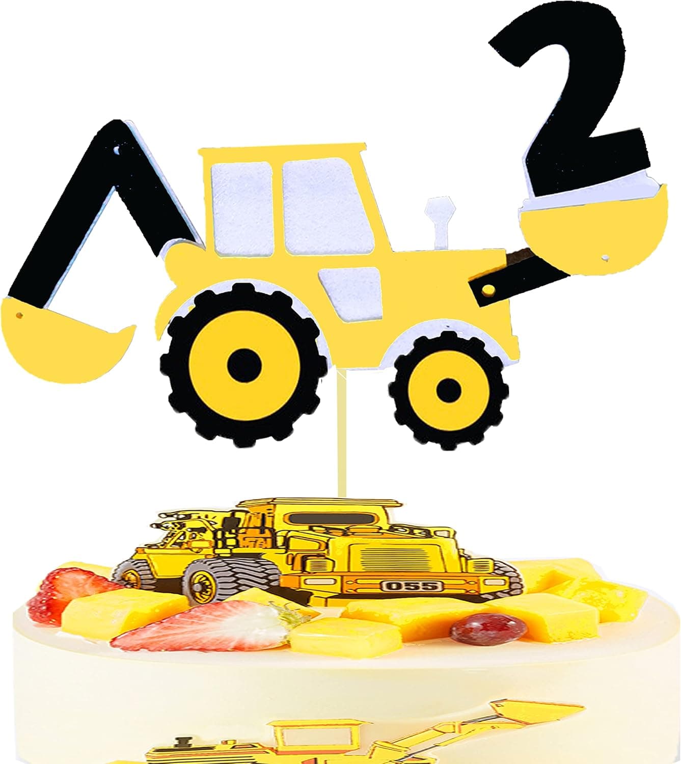 BEOXAGAR Im And Bigging It Construction Cake Topper 2, Construction Birthday Party Supplies, Boys Birthday Party,Construction Cake Topper 2nd Birthday,construction birthday party supplies 2 years old.