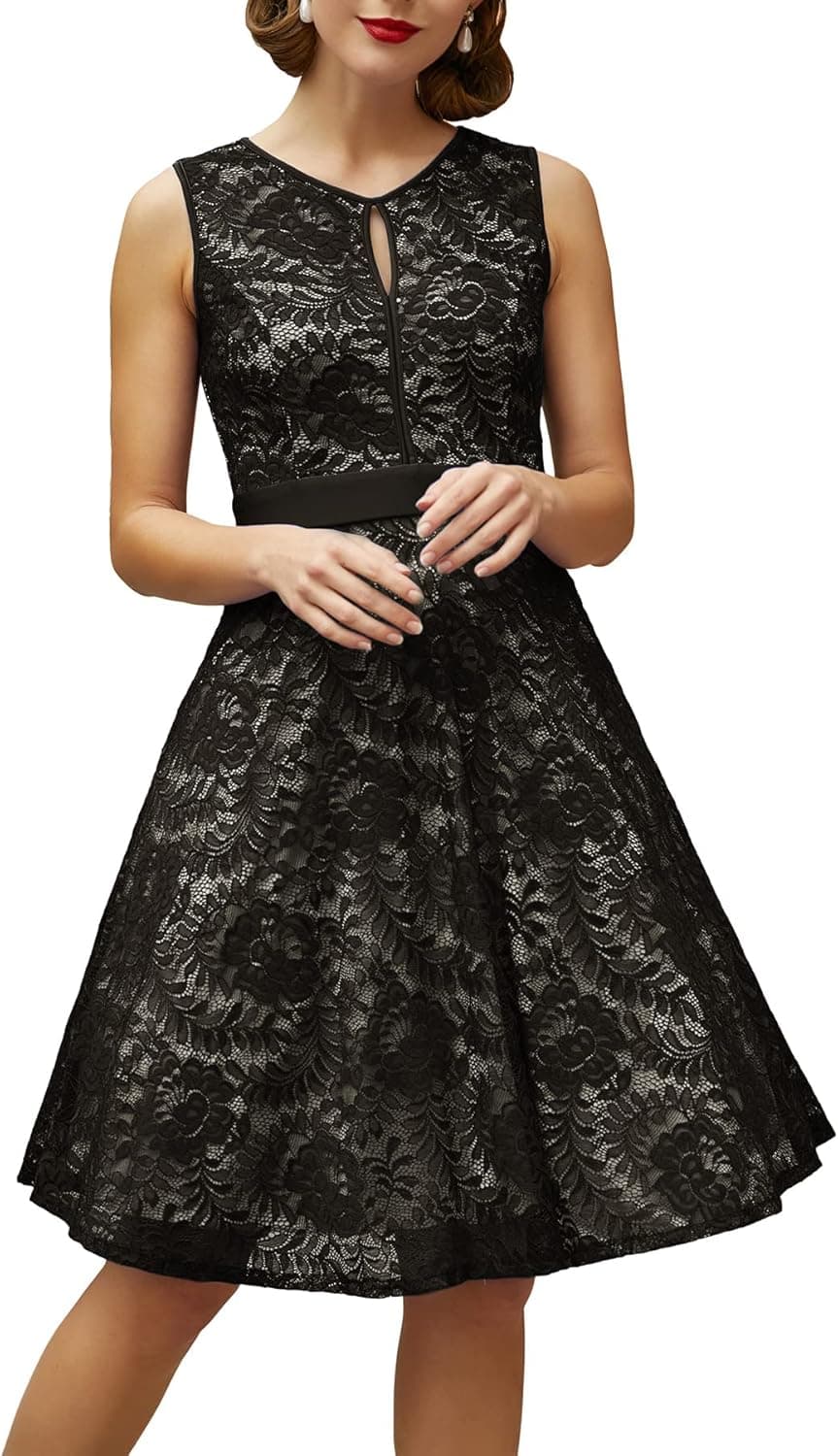 Kate Kasin Summer Lace Cocktail Dresses for Women Wedding Guest A-Line Cocktail Party Formal Prom Dress