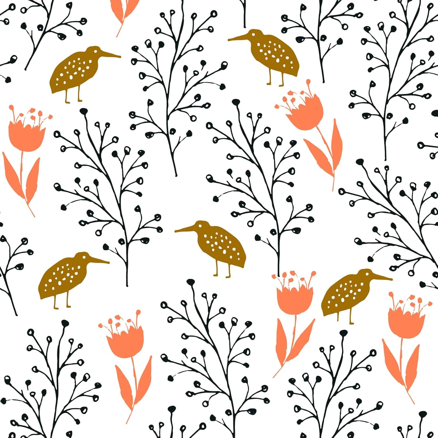 Jeweluck Floral Wallpaper Peel and Stick Wallpaper Floral Contact Paper 17.7inch×118.1inch Flower Bird Removable Wallpaper Peel and Stick Vintage Floral Wall Paper for Cabinets Decorative Vinyl
