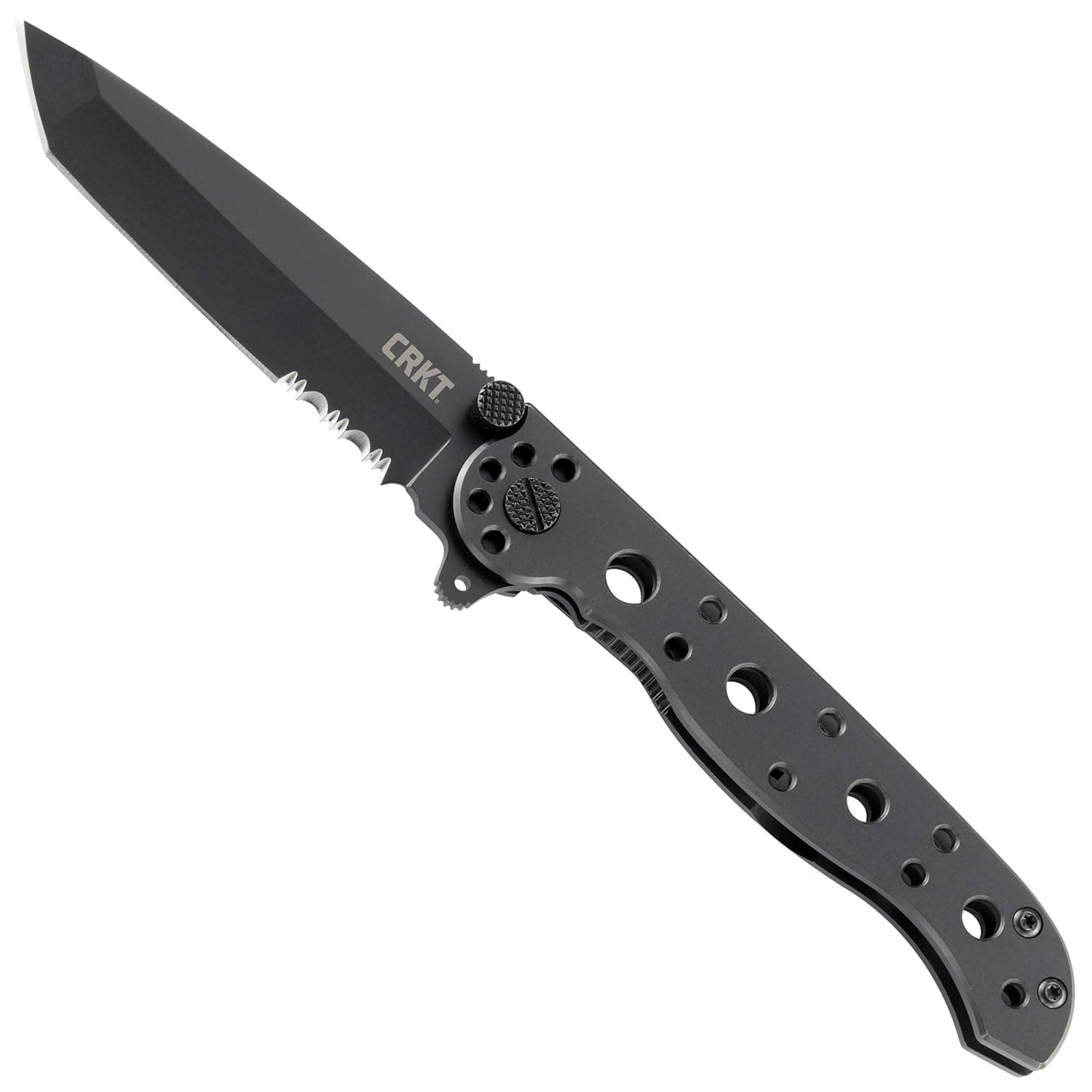 CRKT M16-10KS EDC Folding Pocket Knife: Everyday Carry, Black Serrated Edge Blade, Tanto, Frame Lock, Stainless Steel Handle, Reversible Pocket Clip