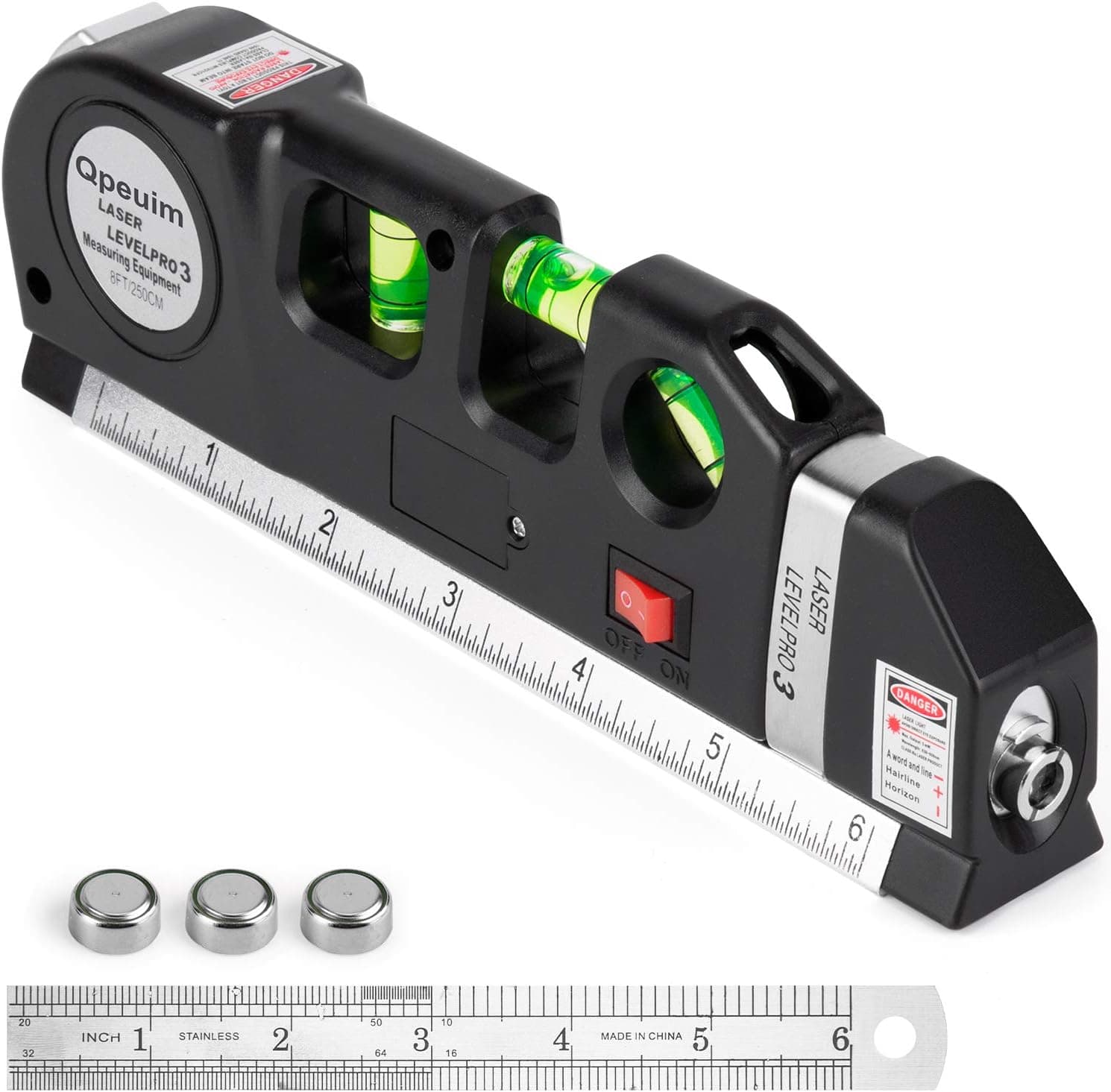 Laser Level Tool, Multipurpose Laser Level Kit Standard Cross Line Laser level Laser Line leveler Beam Tool with Metric Rulers by QPEUIM
