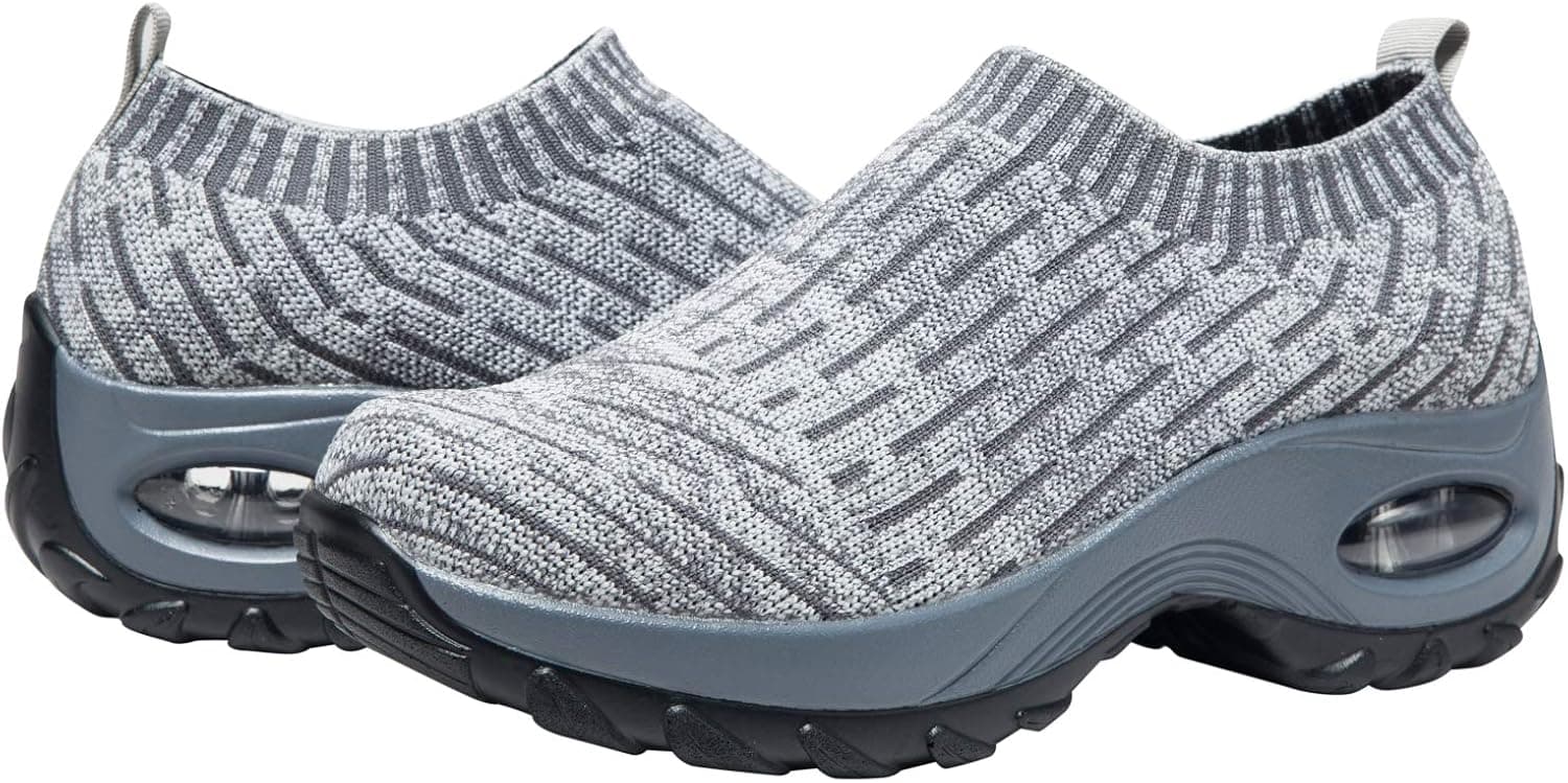 GZTEESER Platform Slip on Sneakers for Women Comfortable Walking Shoes Grey Size 5.5