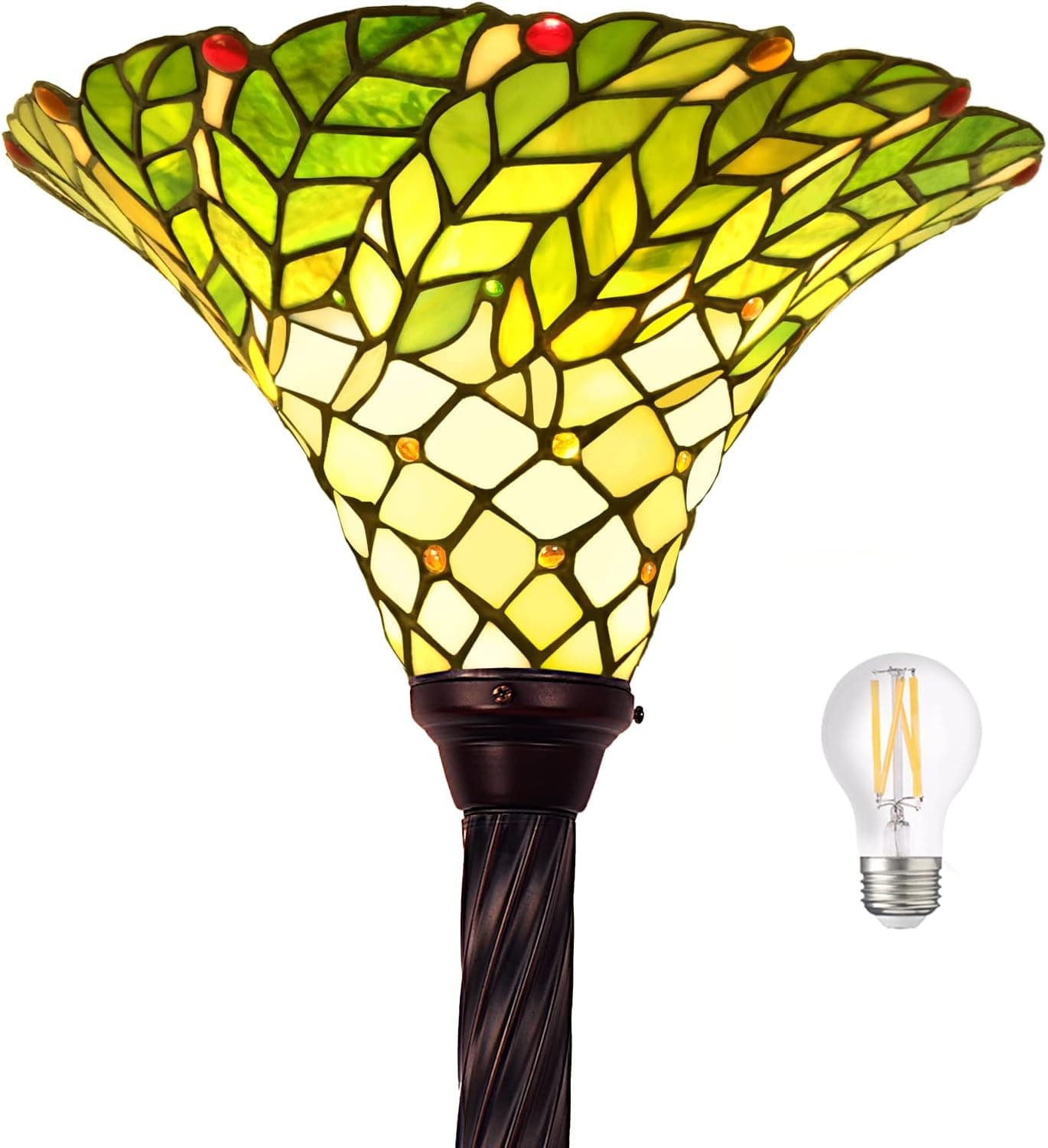 MOOVIEW Tiffany Floor Lamp Torchiere for Living Room Petal Torch Lamps (67’’ Tall x 15’’ Wide) LED Uplight Floor Lamps Living Room Bedroom Office Included 1PCS LED Bulb Gifts