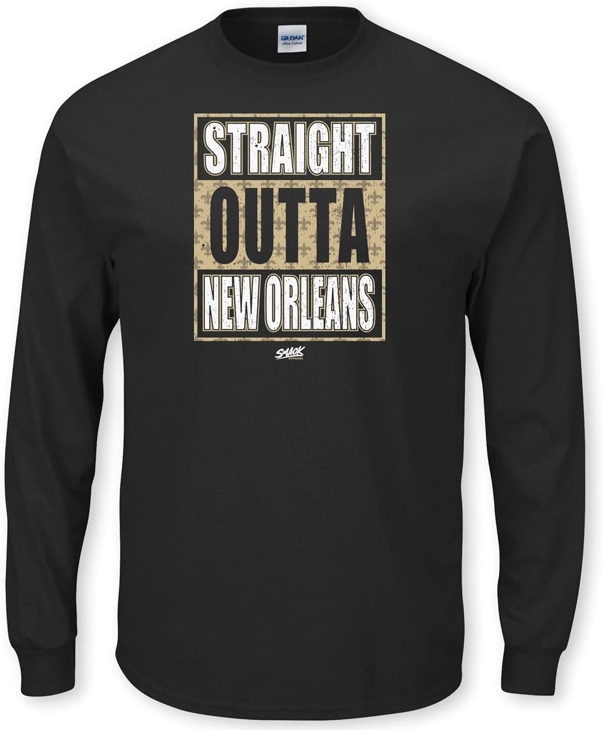 Smack Apparel Straight Outta T-Shirt for New Orleans Football Fans (SM-5XL) (Black Long Sleeve, XX-Large)