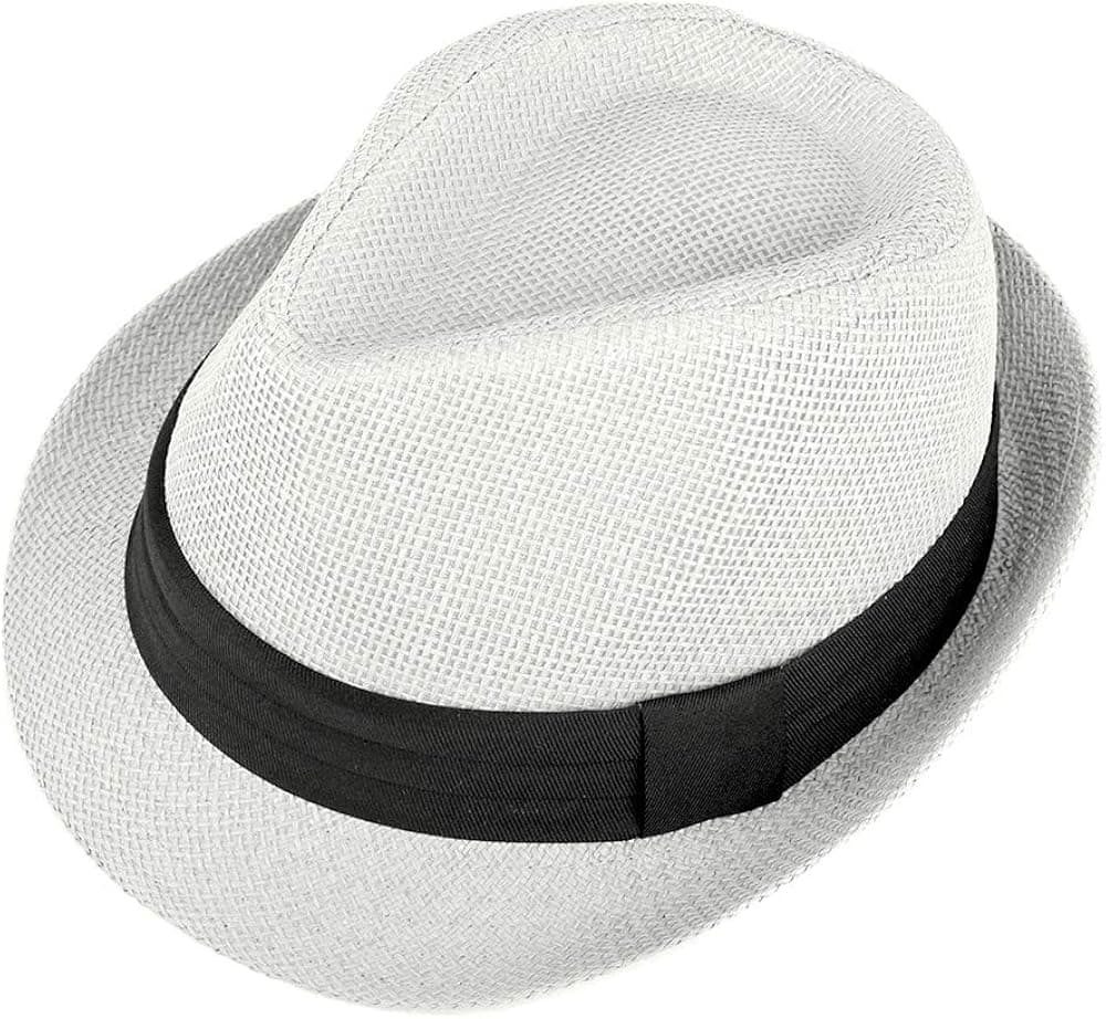 WESTEND Unisex Summer Short Brim Fedora - Hats for Men & Women + Panama Hats & Straw Hats Classic White