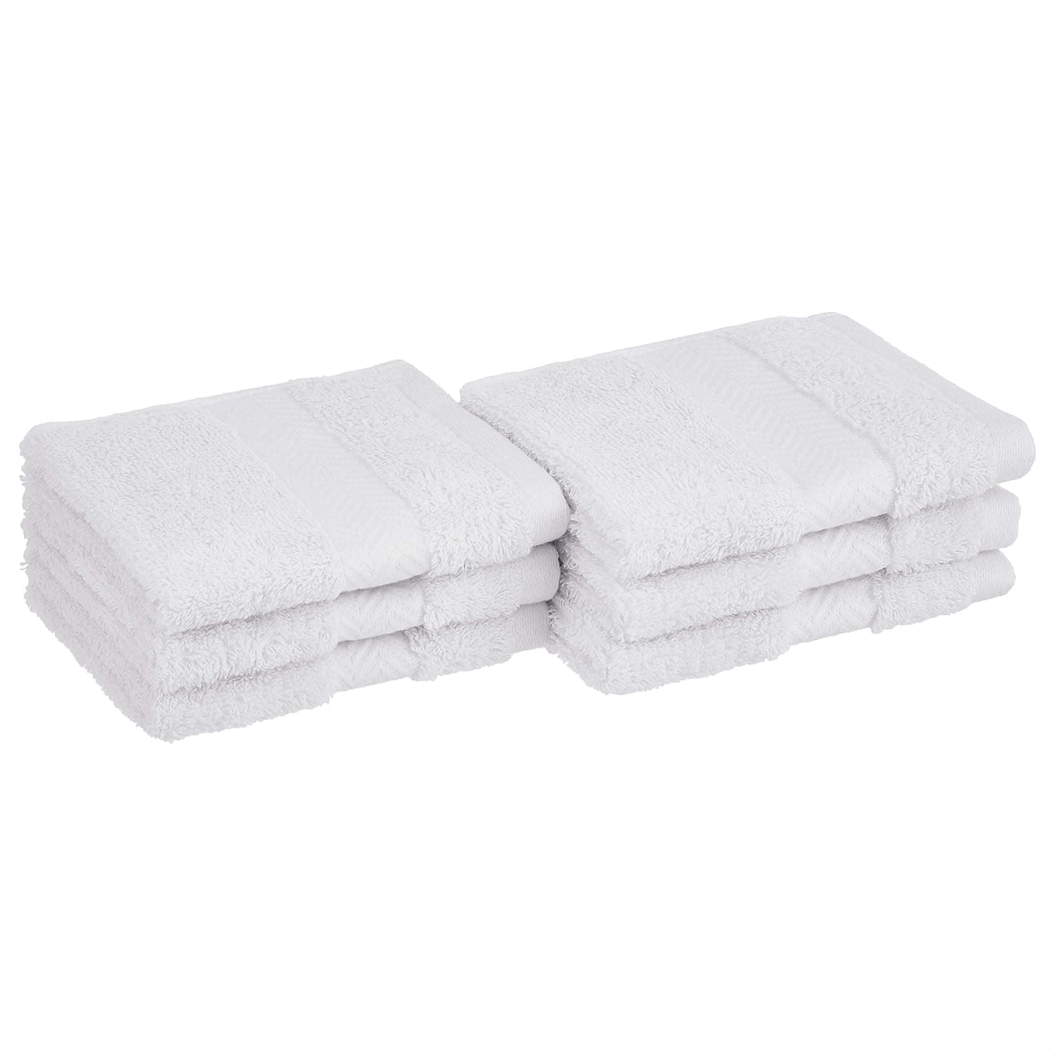Amazon Basics Egyptian Cotton Washcloths - 6-Pack, Pristine Snow