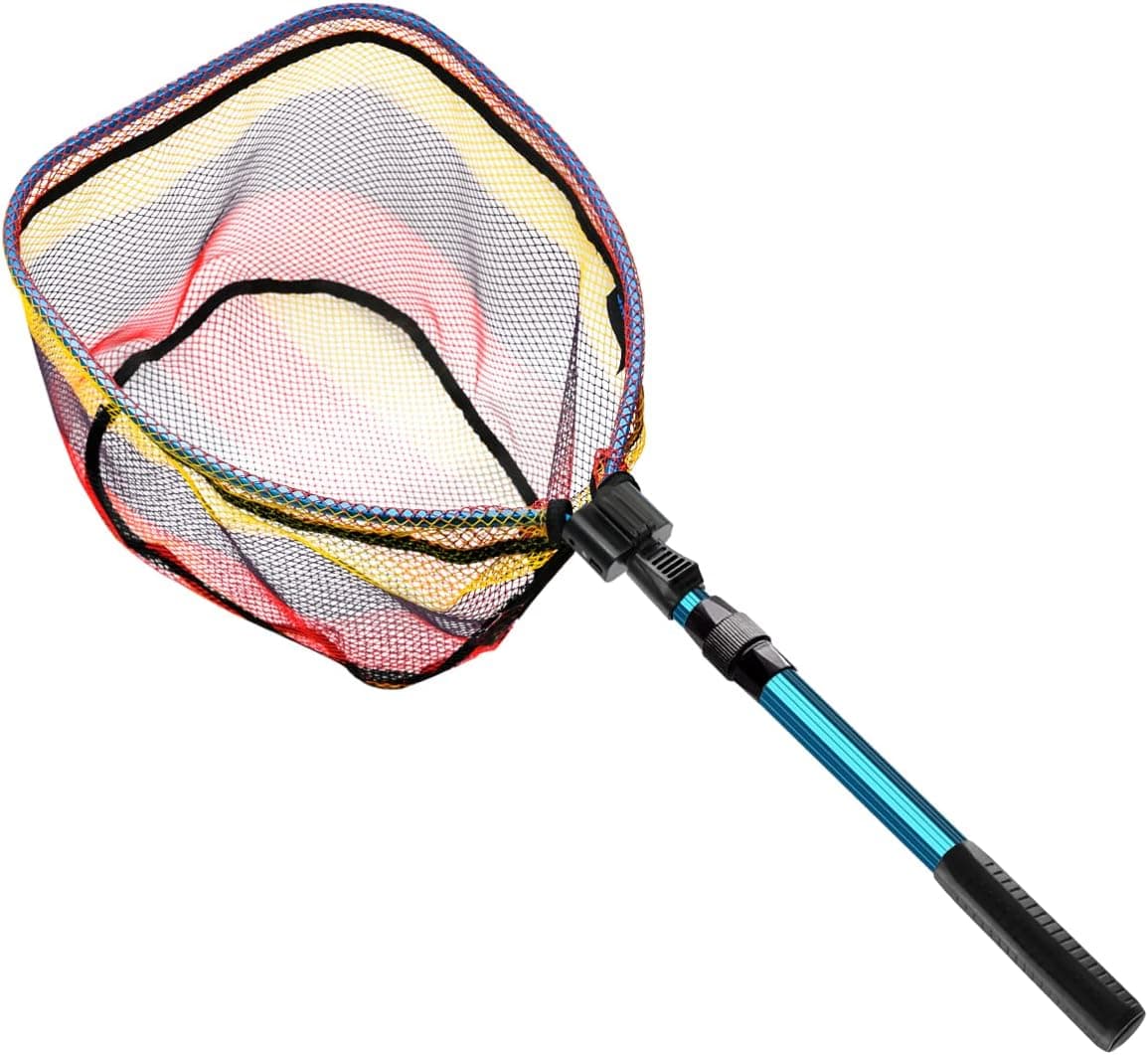 SAN LIKE Fishing Net Collapsible Telescopic Pole Fishing Net - Folding Extend Rubber Coated Freshwater Saltwater Landing Net for Trout Bass Steelhead Salmon