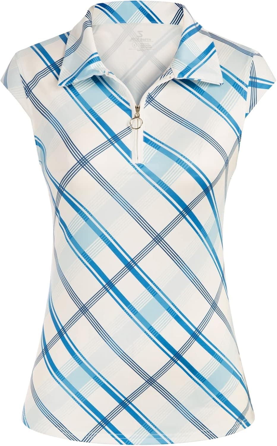 JACK SMITH Women's Sleeveless Golf Polo Shirts Zip Up Collared Tennis Athletic Workout Tank Tops Quick Dry