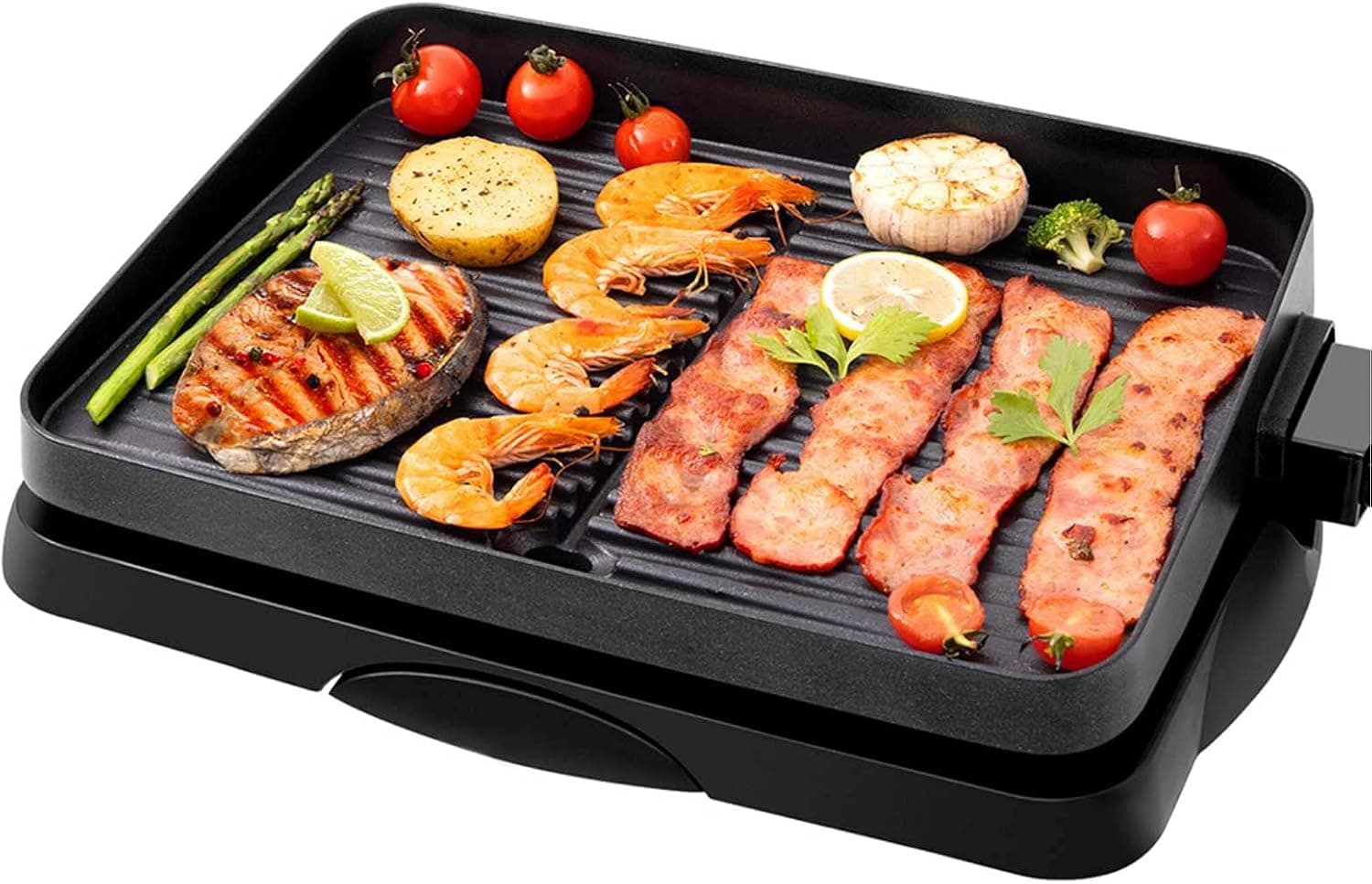 Indoor Grill Electric Korean BBQ Grill Nonstick 1500W, Removable Griddle Contact Grilling with Smart 5-Heat Temp Controller, kbbq Fast Heat Up Family Size Mini 14 inch Tabletop Plate PFOA-Free Black