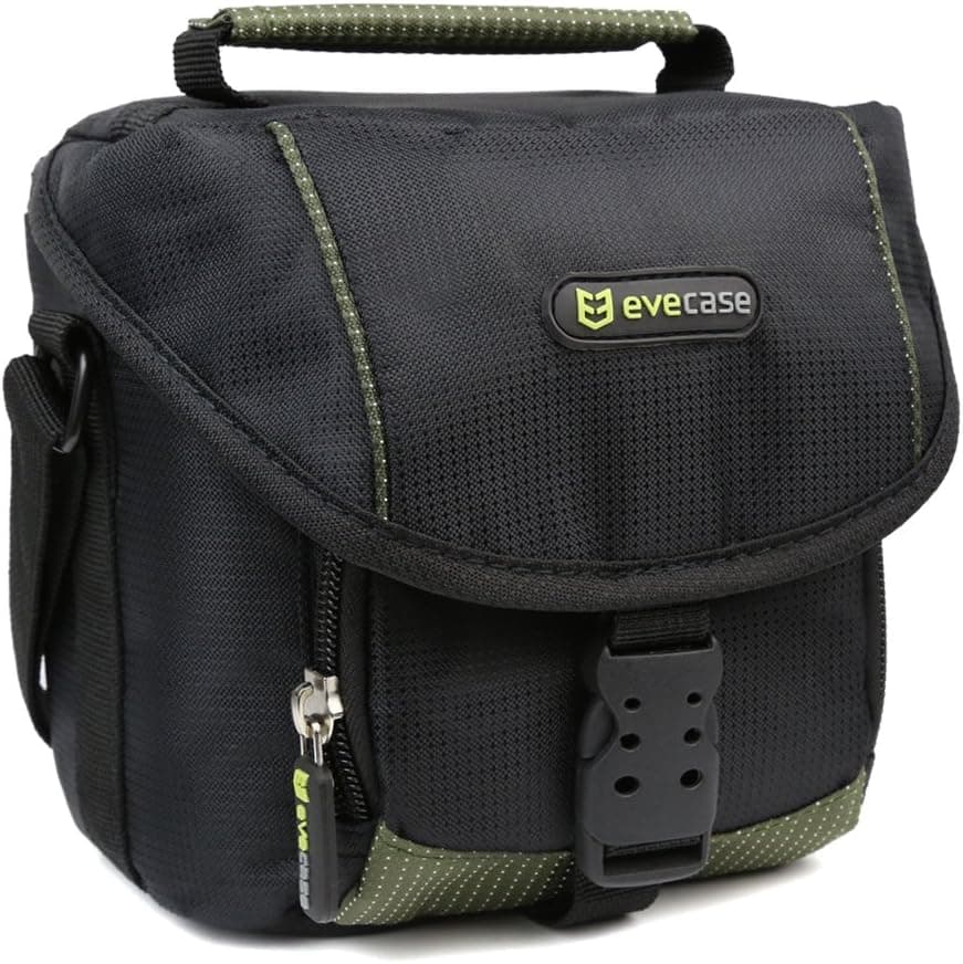 EveCase Black Small Digital Camera Camcorder Pouch Case For Olympus Stylus 1s/1, OMD-E-M10 II/I, E-M1, PEN-F, E-PM2, E-PL5, E-PL7 Micro four third Interchange Lens