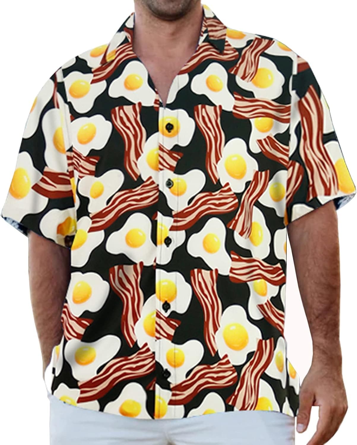 UPAAN Men's Food Cars Print Shirts Hawaiian Short Sleeve Casual Tropical Funky Button Down Shirt