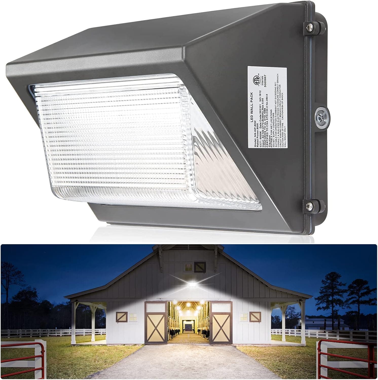 YELLORE LED Wall Pack Light 120W 5000K with Dusk-to-Dawn photocell 15600LM Outdoor Security Lighting Fixture ETL DLC Listed IP65 Waterproof LED Flood Light for Parking Lot Garage Yard AC100-277V