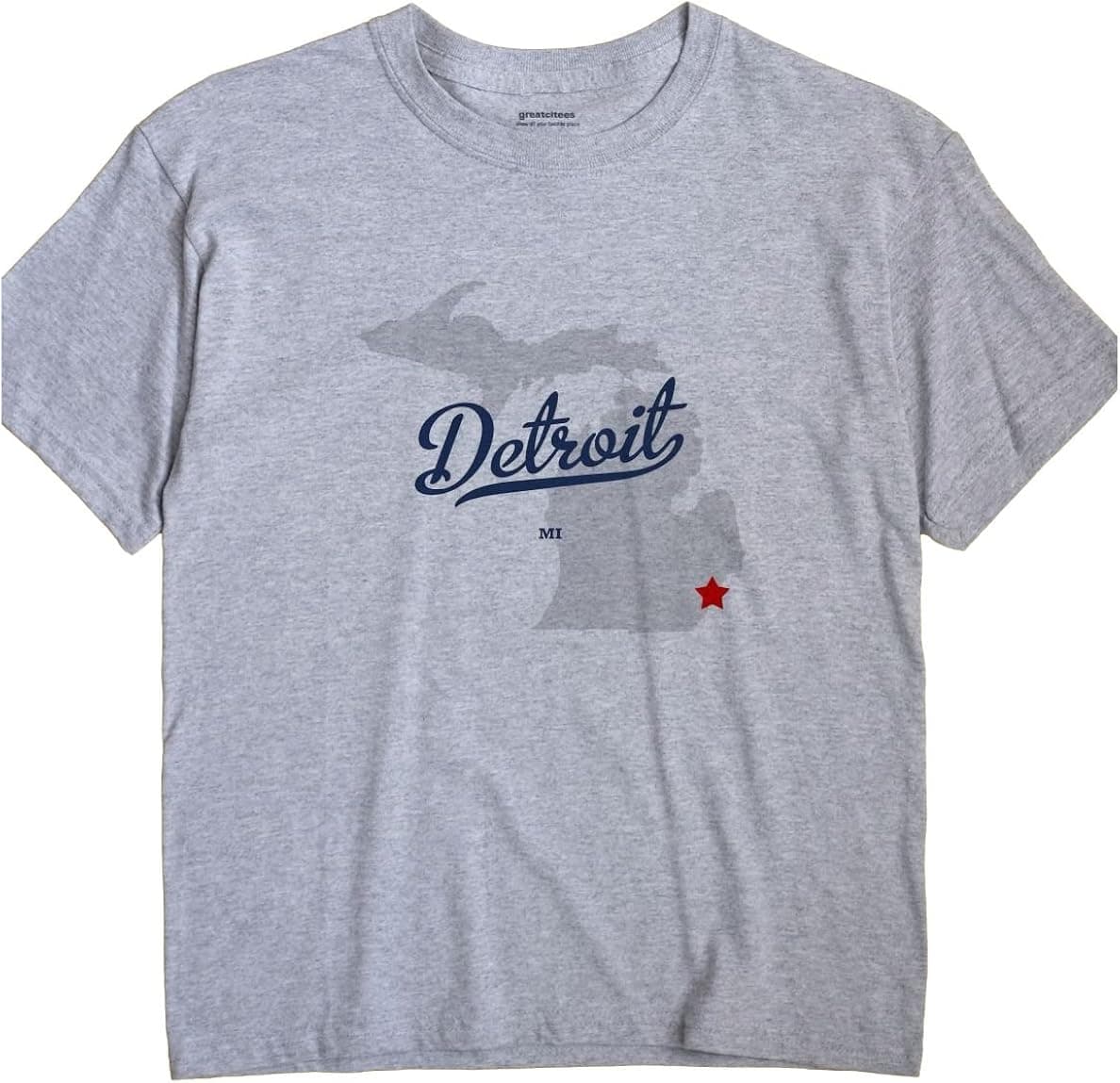 GreatCitees Detroit Michigan T-Shirt MAP