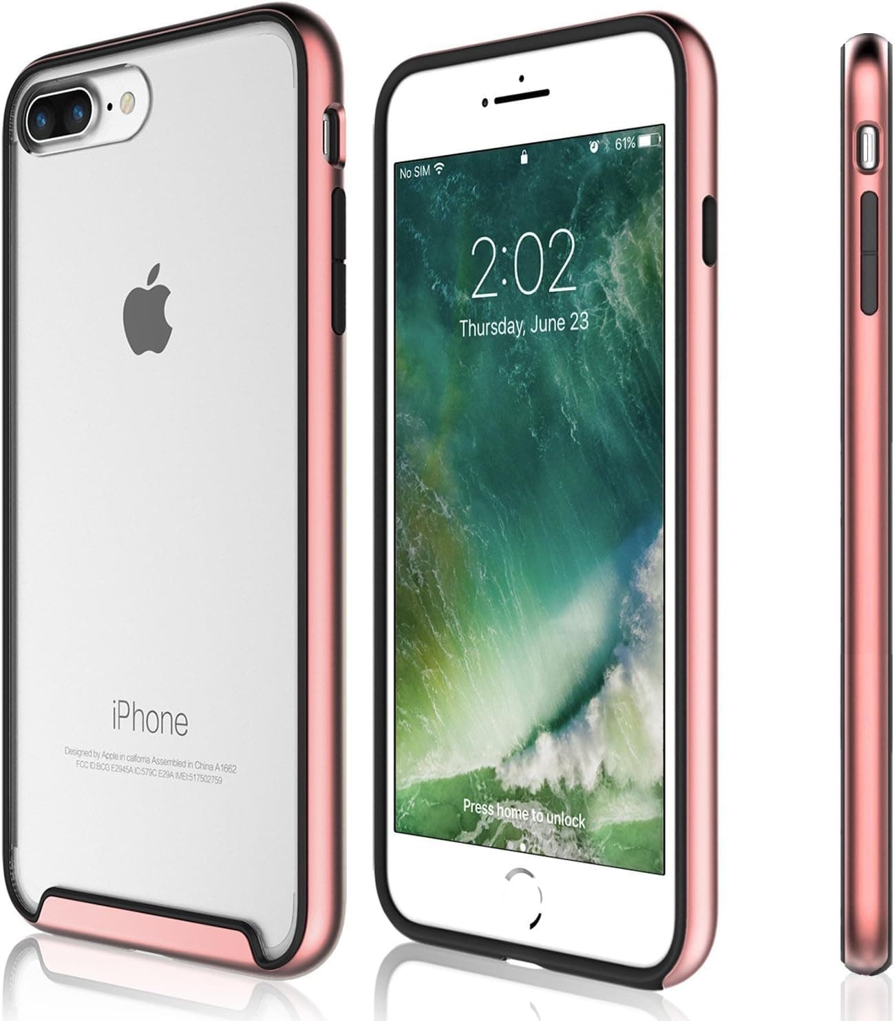 KHOMO iPhone 7 Plus Case [Essence] Hybrid Scratch Resistant Case with Integrated Shock Absorbing Bumper Cover (Rose Gold) for Apple iPhone 7 Plus Case