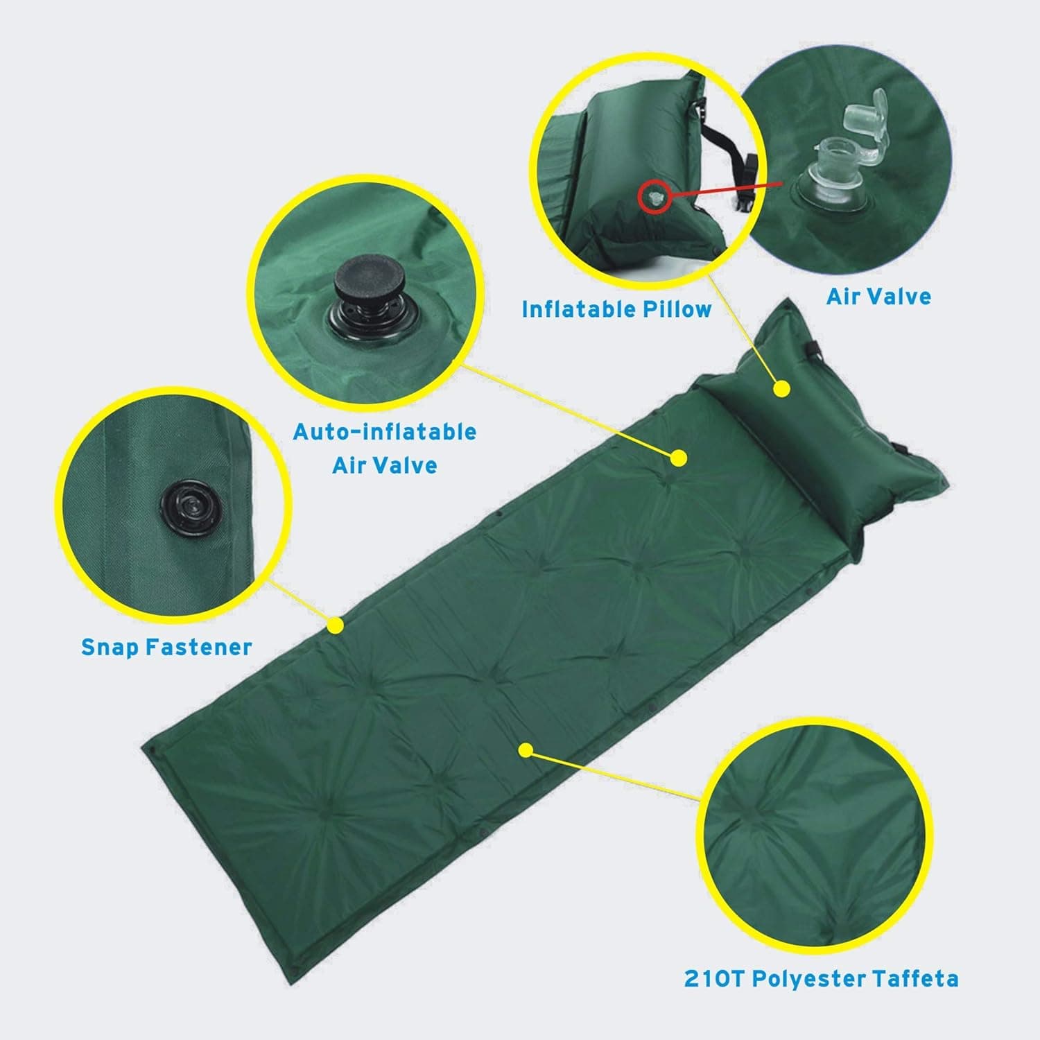 TOMSHOO Camping Sleeping Pad- 70.9 x 22 x 1 Inch Self Inflating Camping Pad, Compact Sleeping Pads for Backpacking, Hiking Air Mattress with Pillow, Comfortable Camping Air Mattress for Outdoor