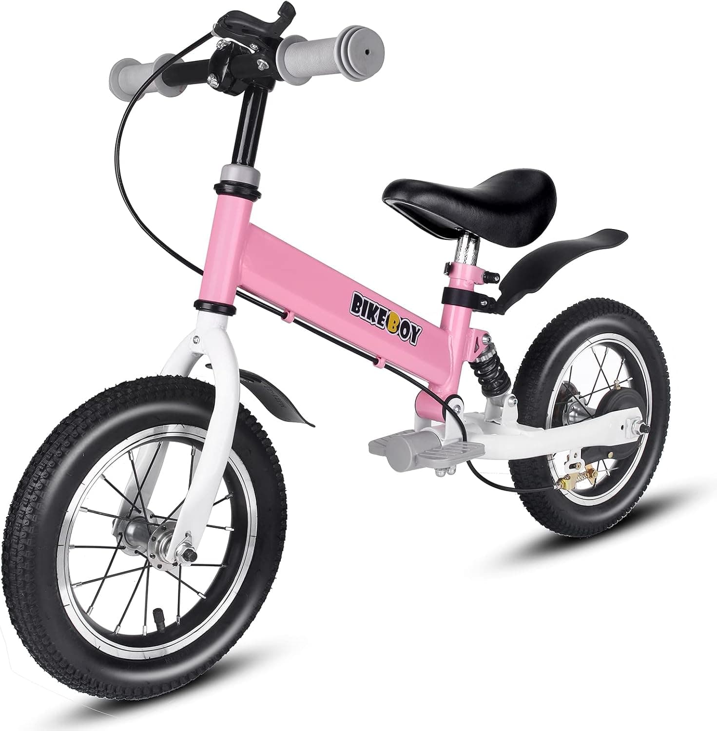 BIKEBOY Balance Bike 2 in 1,The Dual Use of a Kids Balance Bike and Kids Bike,12 14 Inches for 1-6 Years Old,with Shock Absorbers, Fenders, Pedals, Auxiliary Wheels