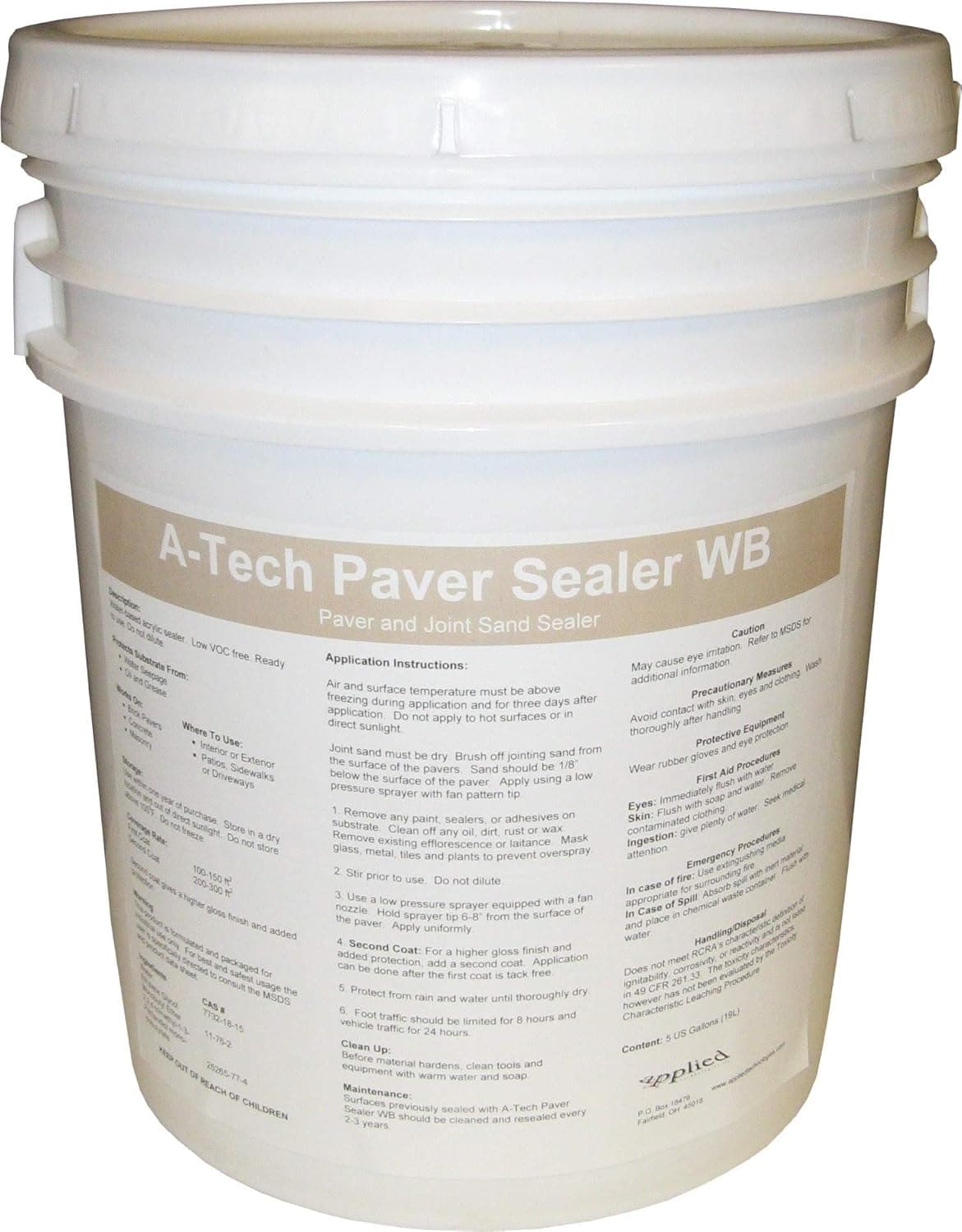 A-Tech Paver Sealer WB 5-Gallon: Water-Based Acrylic Semi Gloss Wet Look Sealer for Brick, Stone and Masonry Pavers- Low VOC Eco-Friendly Formula