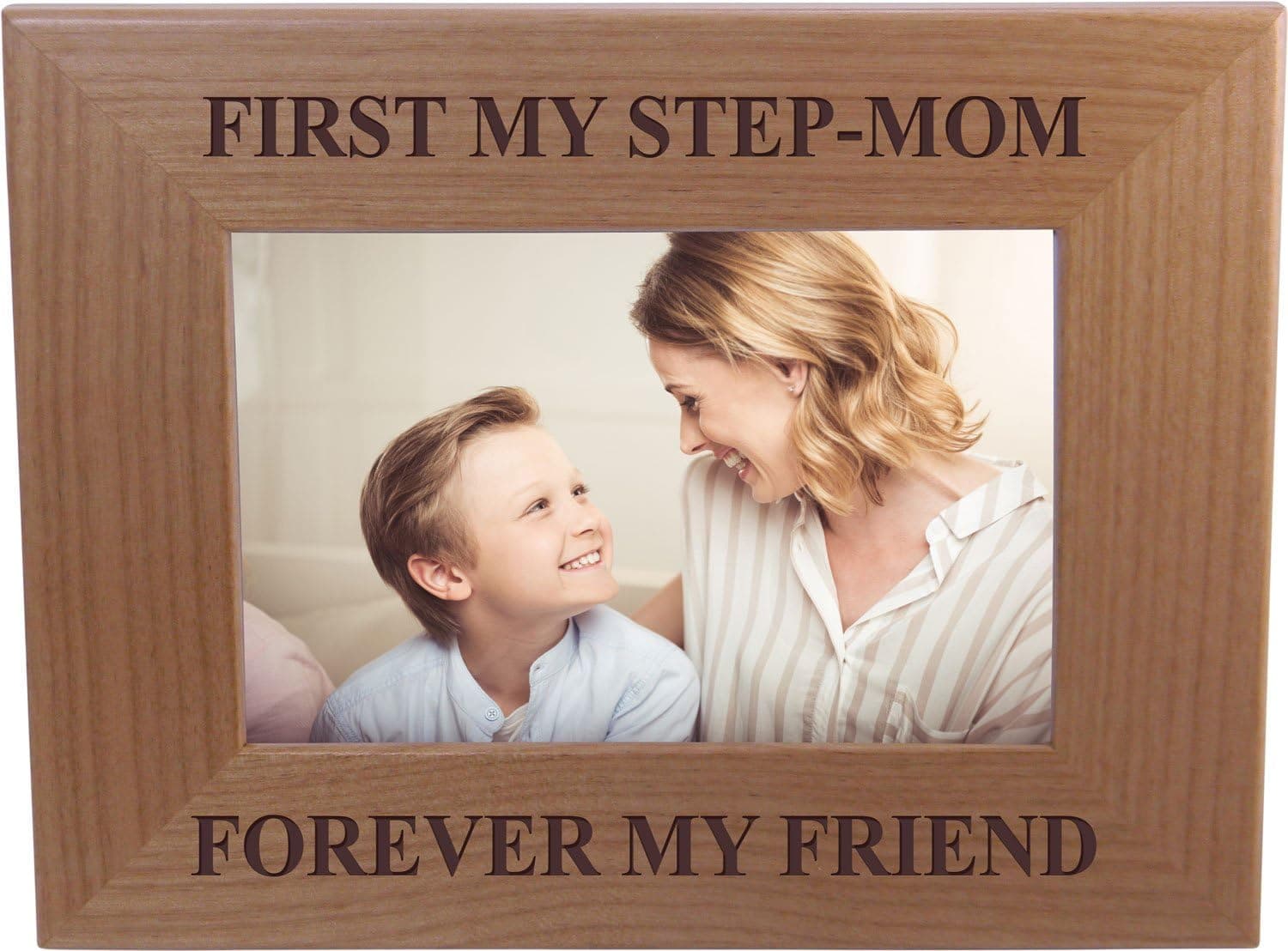 First My Step-Mom Forever My Friend - 4x6 Inch Wood Picture Frame - Great Gift for Mothers's Day, Birthday for Mom Grandma Wife Grandmother
