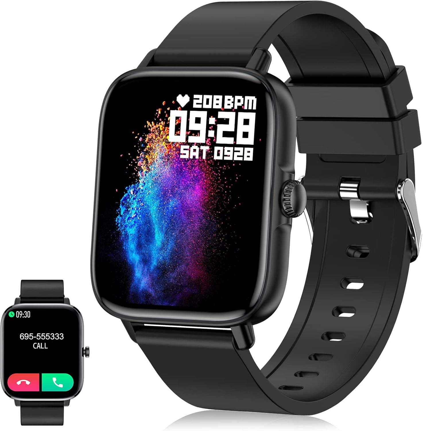 Smart Watch (Call Answer Receive /Dial), 1.7" Touch Screen Fitness Tracker SmartWatch for Android iOS Phones with Heart Rate Monitor, Step Counter, IP67 Waterproof Digital Smart Watches for Man/ Women