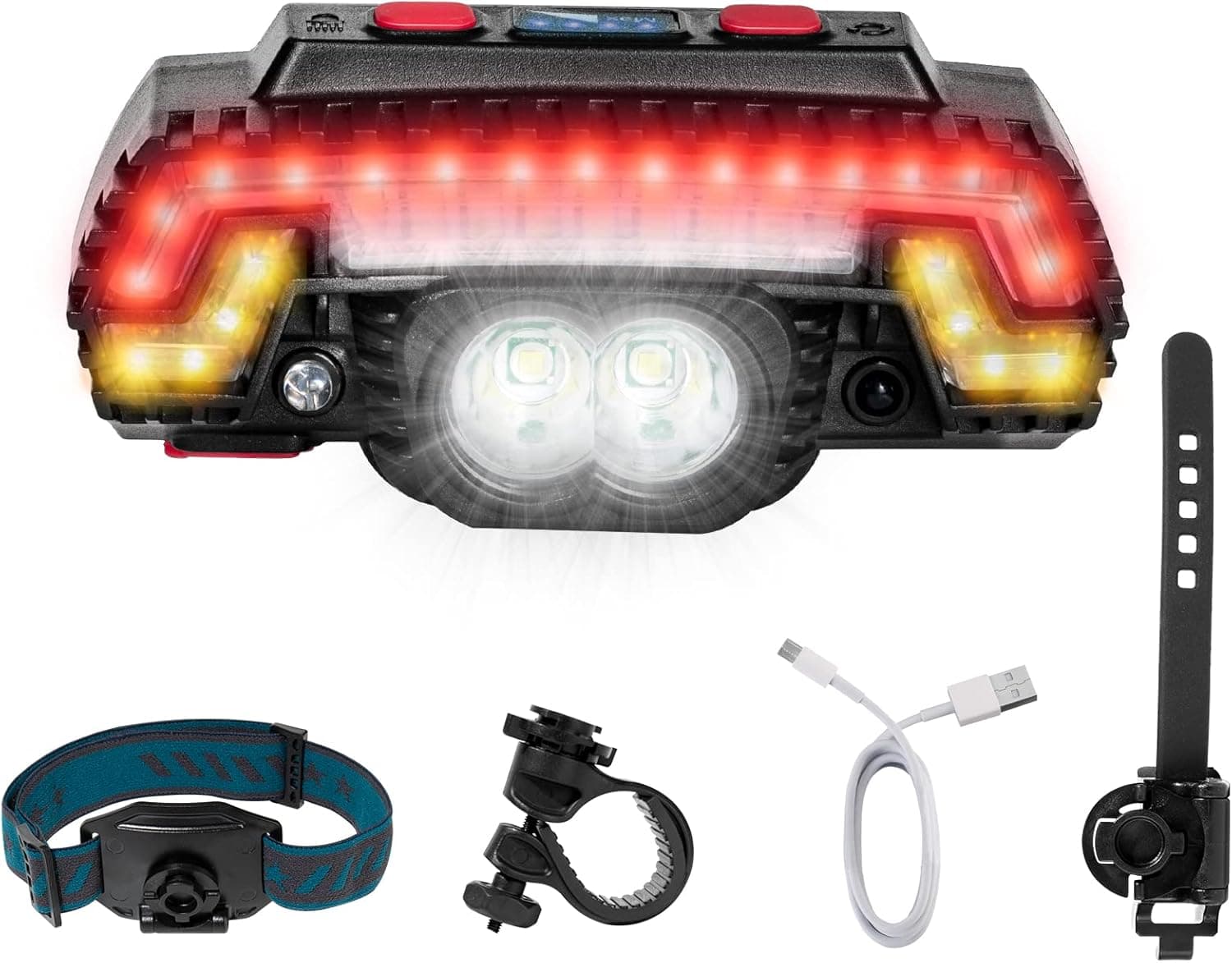 OTYTY USB Bicycle Lights Front and Rear, Bike Tail Lights Rechargeable, LED Safety Warning Bike Brake Lights, 10 Modes, Waterproof Headlight Tail Rear for Kids, Road, Mountain Bikes