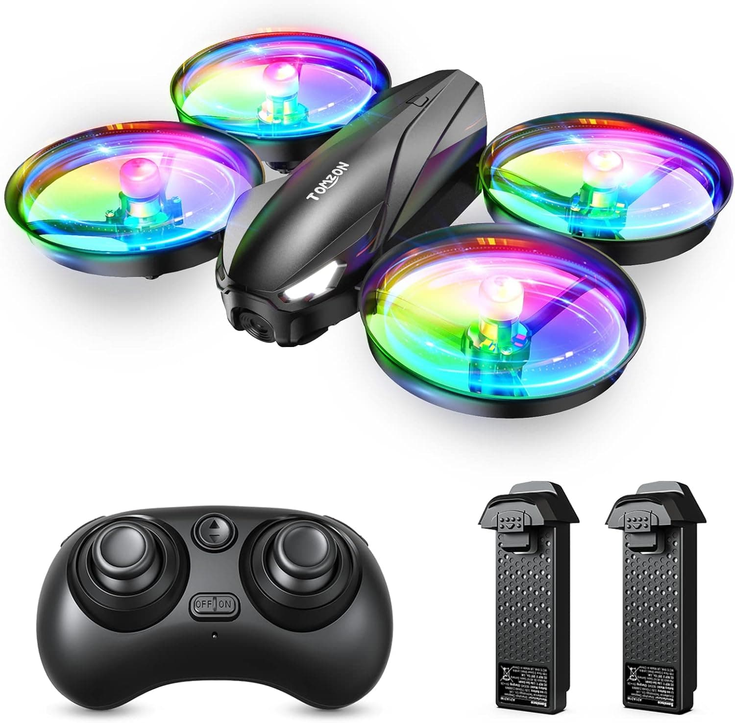 TOMZON A31 Drone for Kids, Mini RC Drone Toy with 7 Colors LED Lights, 3 Speeds Adjustable, 3D Flips, Kids Drones for Beginners Boys Girls Birthday Gifts, Headless Mode, Altitude Hold, 2 Batteries