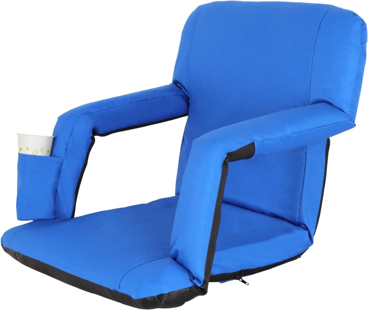 LEMY 5 Reclining Positions Adjustable Stadium Seat for Bleachers Portable Water Resistant Stadium Chair with Back/Arms/Cushion for Outdoor or Indoor