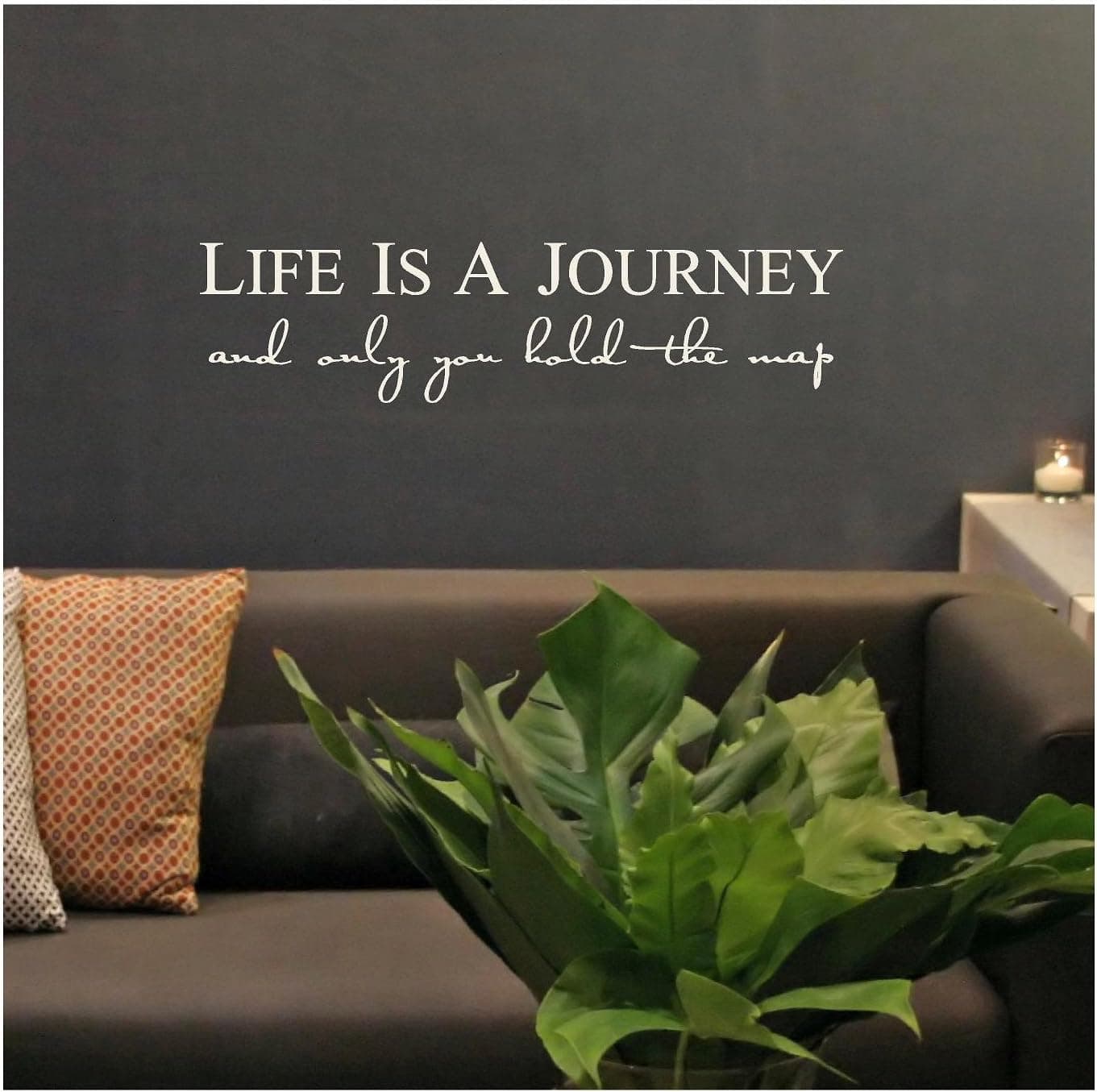Life is a Journey and Only You Hold The Map Vinyl Lettering Self Adhesive Decal (9" H x 36" L, Ivory)