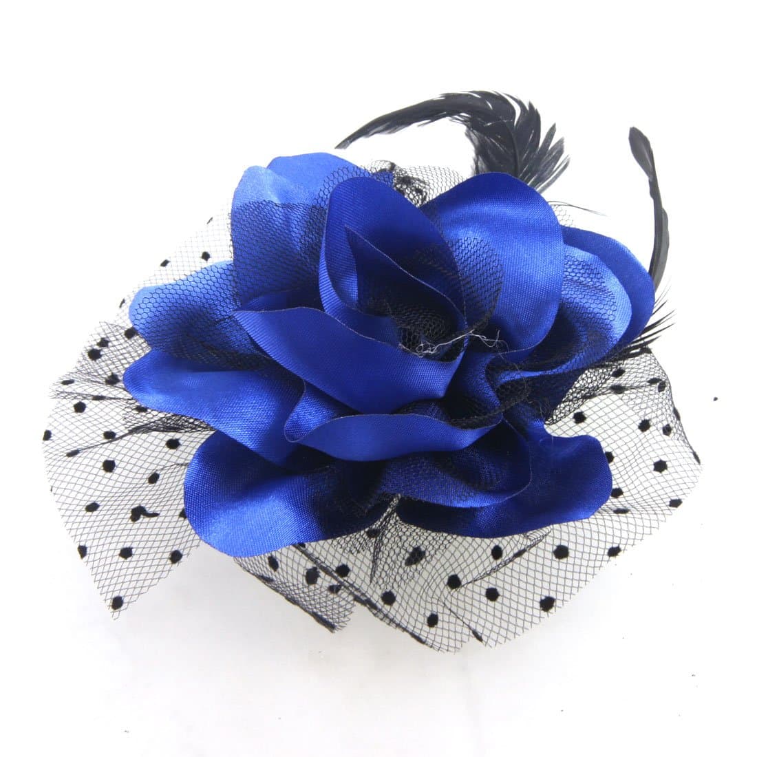 Uxcell Lady Flower Black Cocktail Feather Corsage Hair Clip, Dark Blue, 0.03 Pound