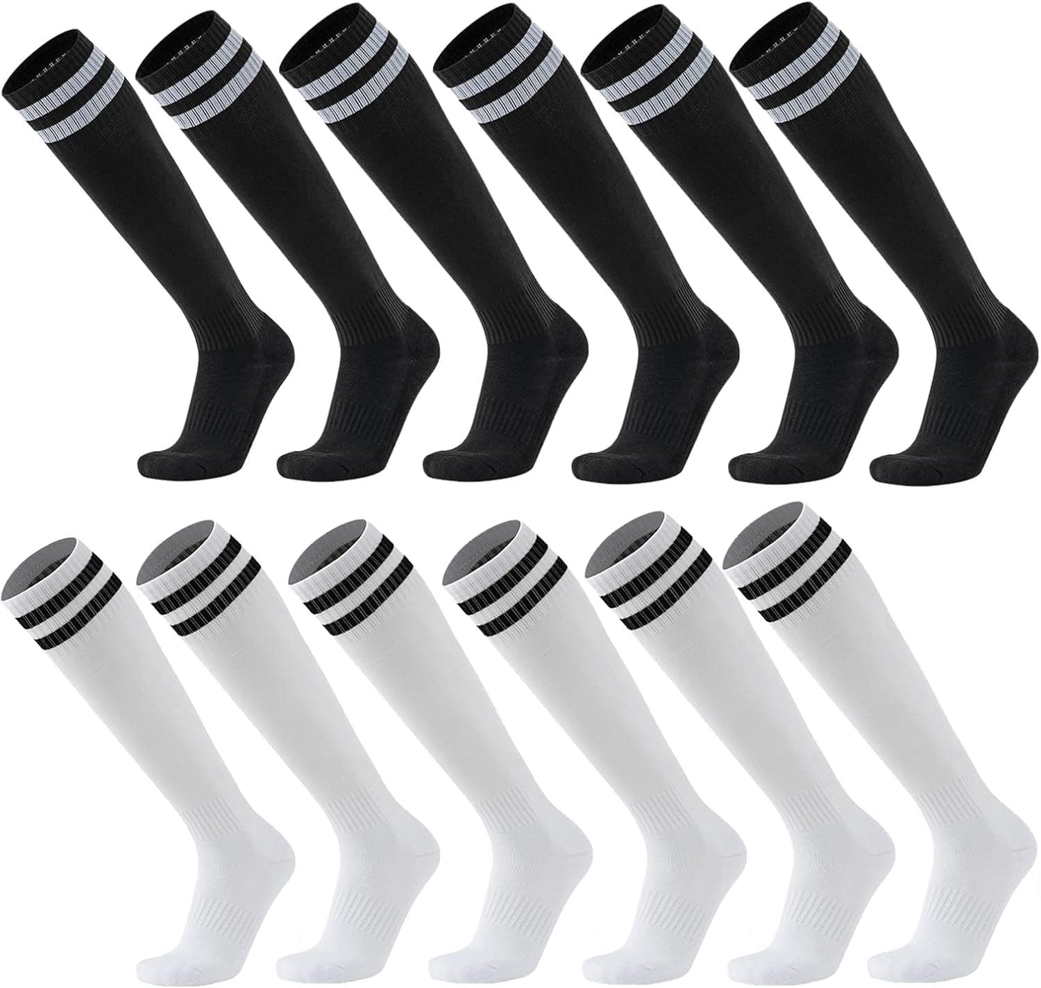 Ultrafun 6 Pairs Soccer Socks Color Stretchy Compression Knee High Tube Socks Football Athletic Socks for Men Women Teens