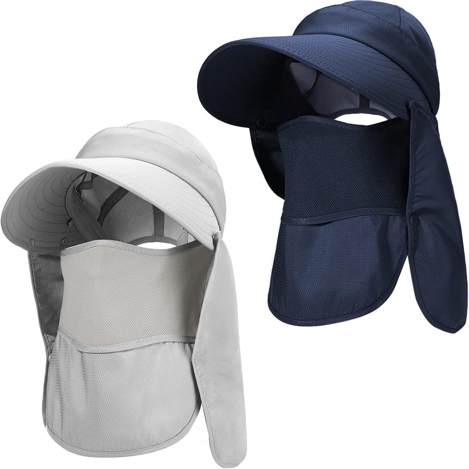 2 Pieces Wide Brim Summer Hat UV Protection Fishing Hats Foldable Ponytail Hat Summer Sun Visor Hats with Detachable Flap