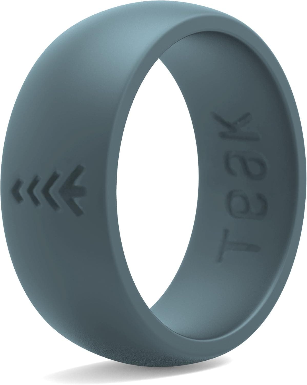 Teak Silicone Wedding Ring for Men. Rubber Wedding Band for Every Day Use - Weight Training, Sports, Military, Work, Hunting, Travel and Outdoors