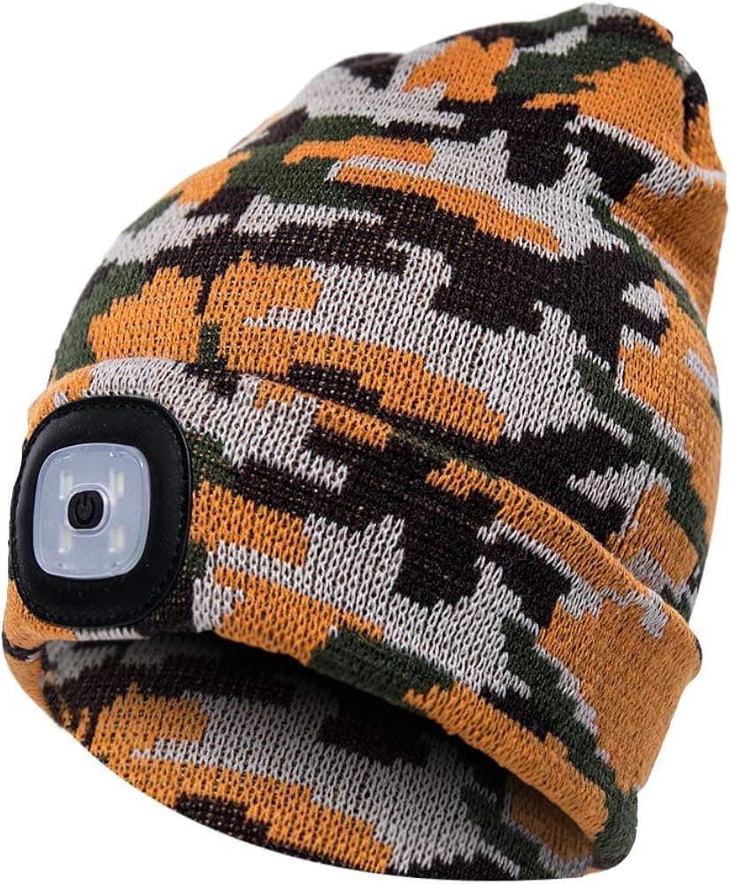 ohderii LED Beanie Hat with Light,USB Rechargeable Light Up Hat with Adjustable Brightness,Ultra Soft Material