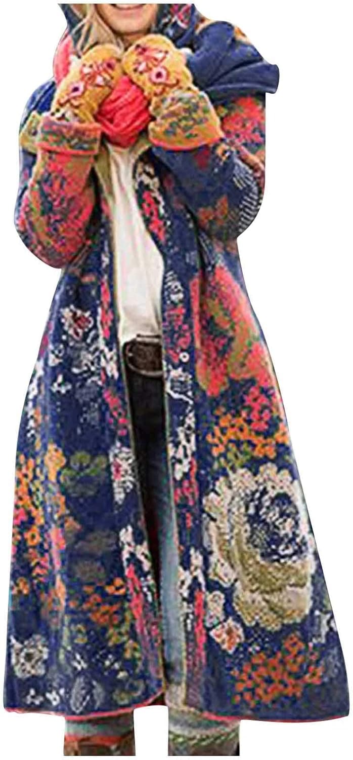 vermers Clearance Womens Winter Long Down Parka Hooded Coat, Ladies Fashion Printed Zipper Quilted Jacket Outwear(US:10/XL, Black)