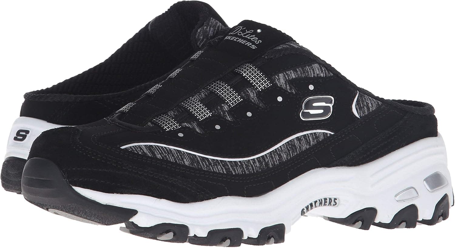 Skechers Women's D'Lites Resilent Sport Sneaker Shoes, Black/White, Size 7.5