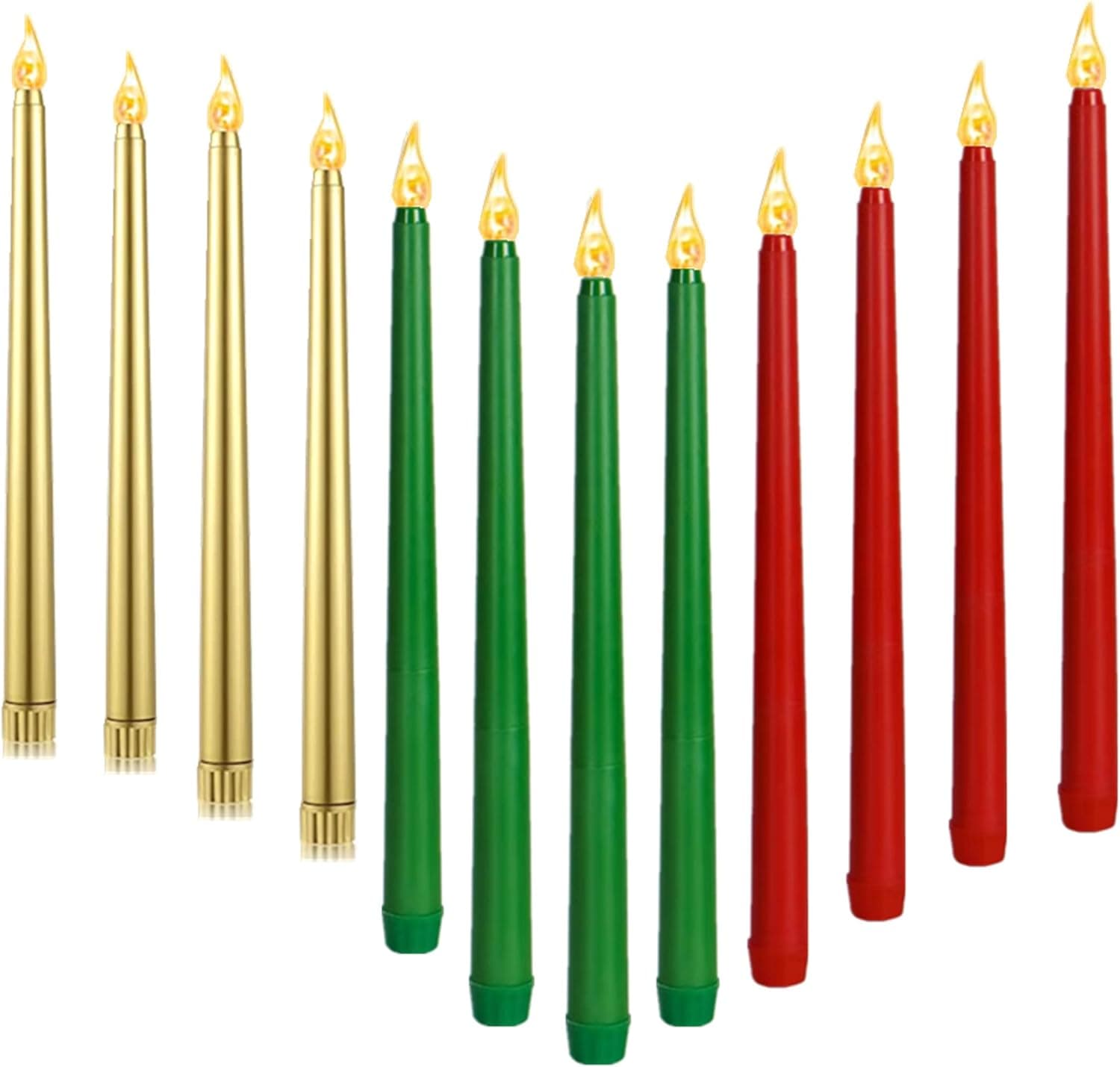 KissYou Christmas Advent Candle Lights Set Flameless Taper Candles 12Pieces LED Operated Taper Candles Party Home Decoration